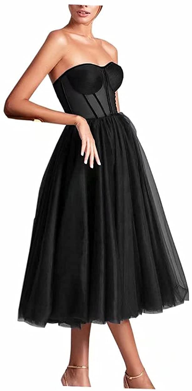 Off The Shoulder Bridesmaid Dresses | Tea Length Tulle Wedding Gowns | Evening Prom Dresses for Women & Juniors | Perfect for Weddings, Proms & Formal Events