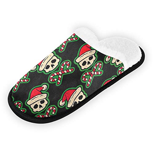 Soft Plush Travel Slippers for Women & Men - Comfortable Cotton Closed-Toe House Shoes for Home, Hotel, Spa & Bedroom - Perfect Christmas Gift & Cozy Skull Design for Relaxation & Lounging