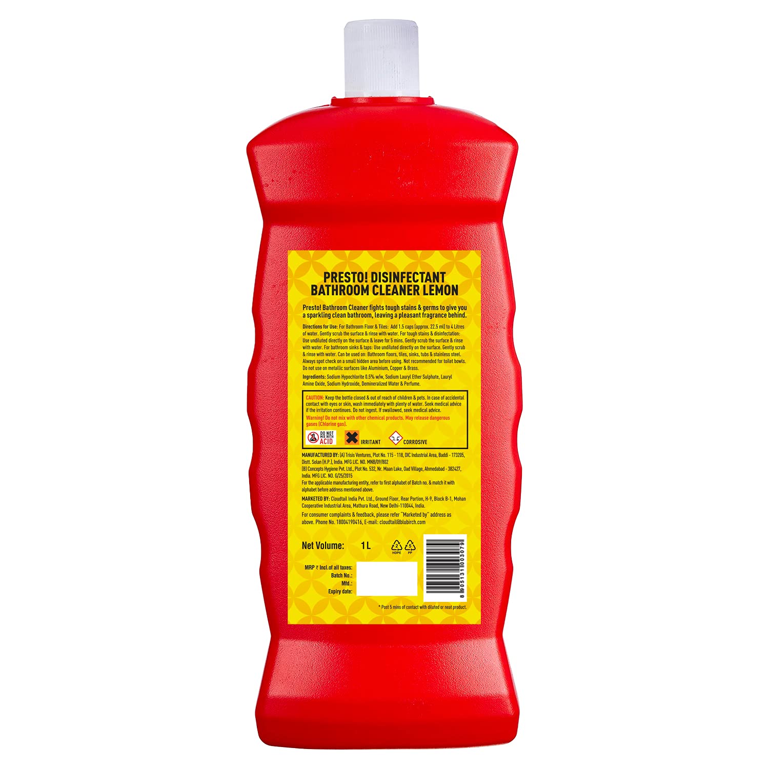 Presto! Disinfectant Surface Cleaner & Bathroom Cleaner Combo - 2L Citrus Floor Cleaner & 1L Lemon Bathroom Cleaner - Kills 99.9% Germs - Ideal for Kitchen, Bathroom, Floors, and High-Touch Surfaces - EPA Registered Disinfectant