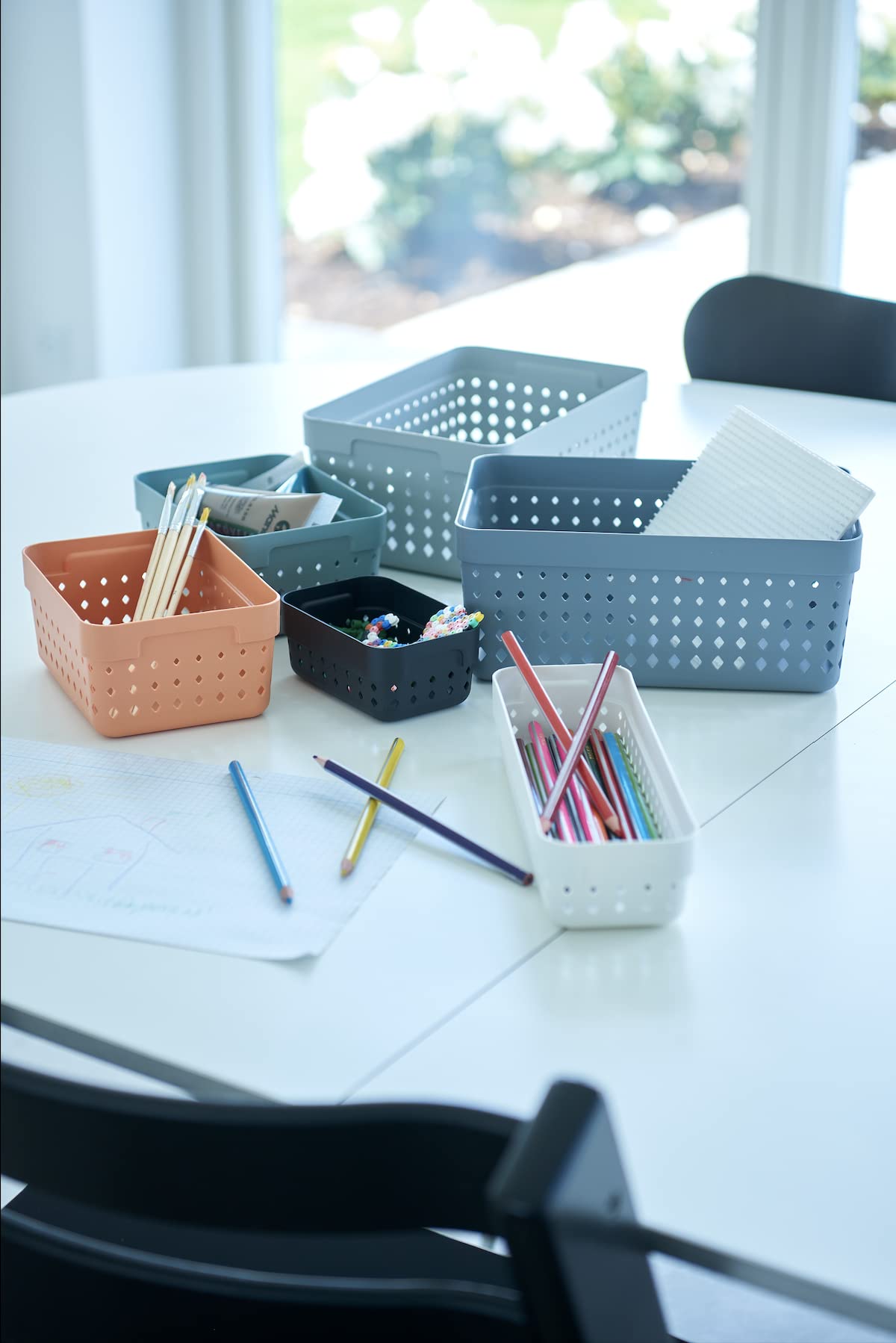 Room Copenhagen Seoul Organizer 5 Pack - Ventilated Nesting Storage Baskets - Stylish Desk & Drawer Organizers - X-Large Brandied Melon - Perfect for Home Office, Bedroom & Closet Organization