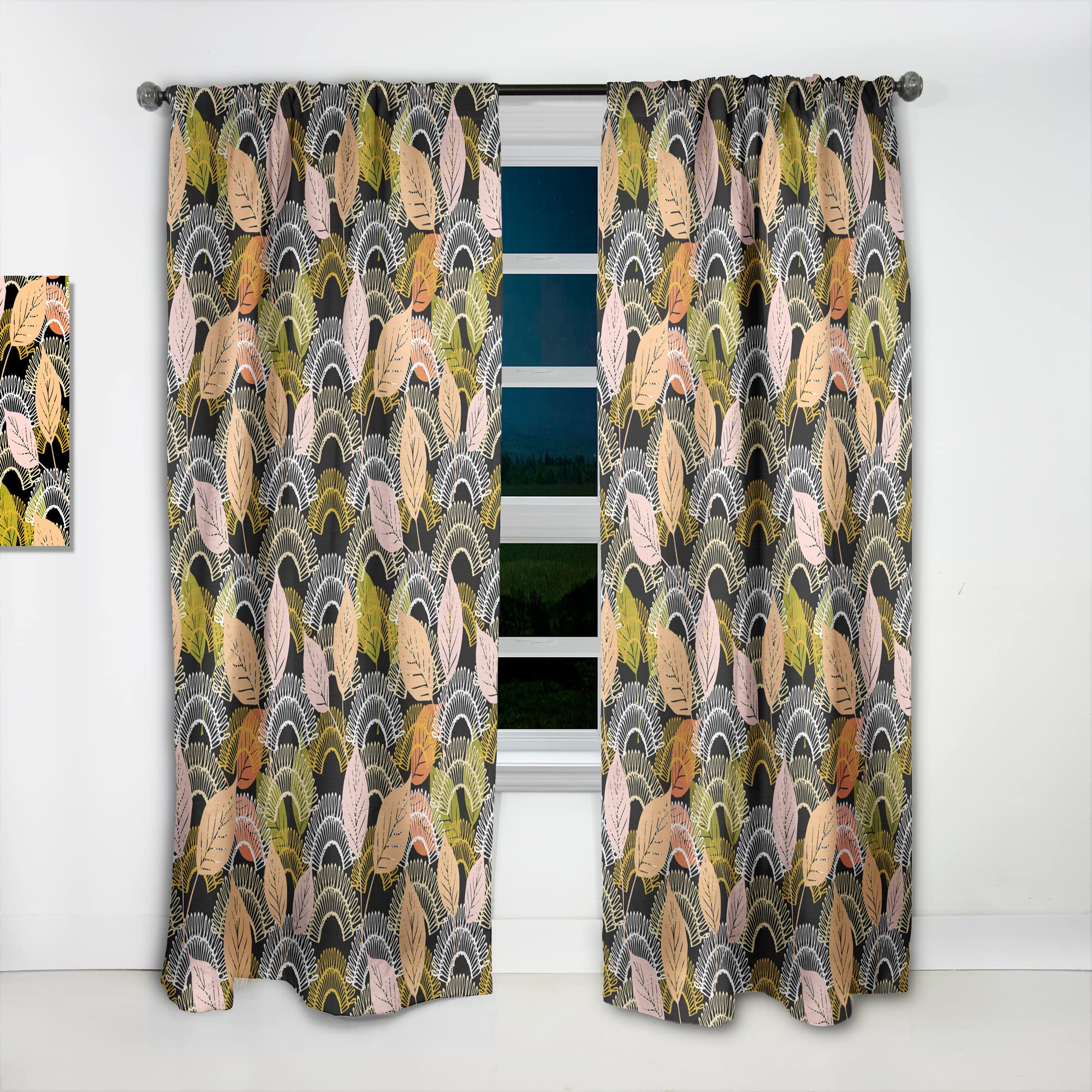 DesignQ Autumn Leaves Lace Textured Thermal Insulated Curtains - Single Panel 52x90 Inches - Elegant Window Drapes for Bedroom & Living Room - Perfect for Fall Decor & Cozy Home Atmosphere