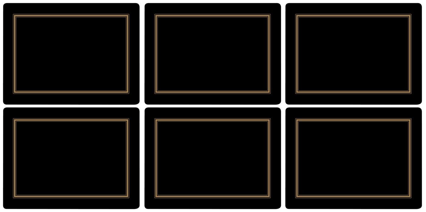 Portmeirion Home & Gifts Pimpernel Classic Black Placemats Set of 6 - 30.5 x 23cm Elegant Table Mats for Dining Room Decor, Dinner Parties & Holiday Entertaining