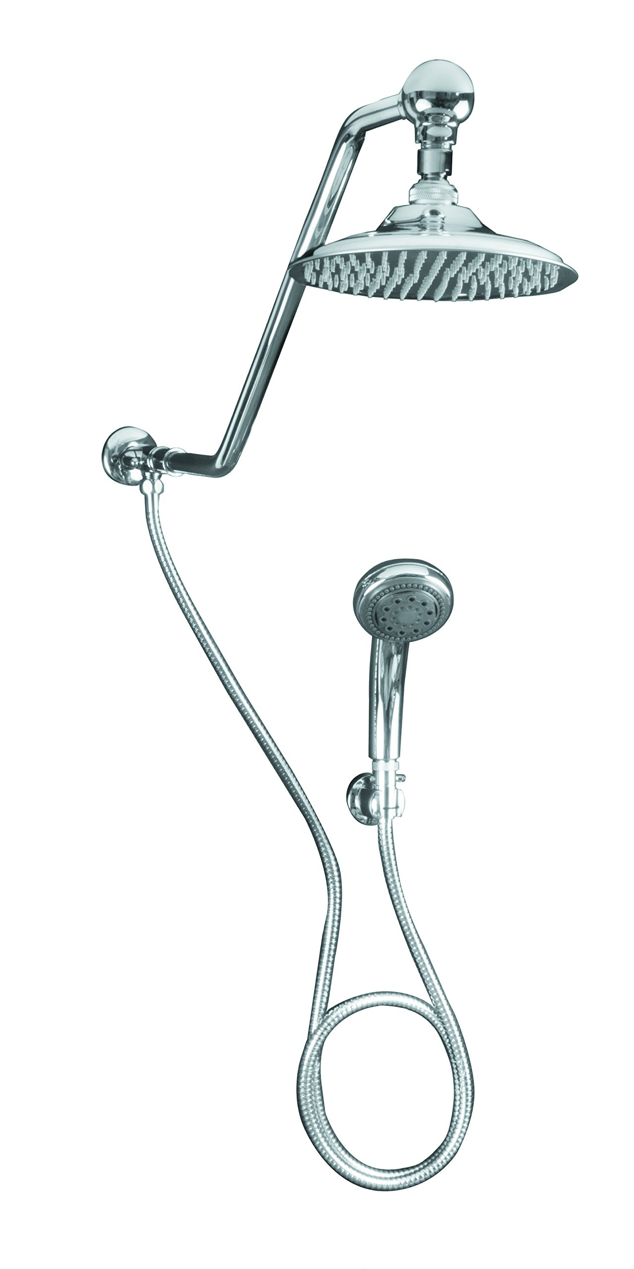 Atlantis 6-Chrome Rain Shower Head with Handheld Combo - High Pressure Luxury Bathroom Shower System for Spa-Like Relaxation & Easy Cleaning