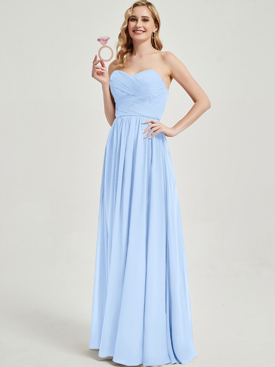 Cornflower Blue Pleated Convertible Maxi Chiffon Bridesmaid Dress - Elegant Formal Gown for Weddings, Prom & Special Occasions