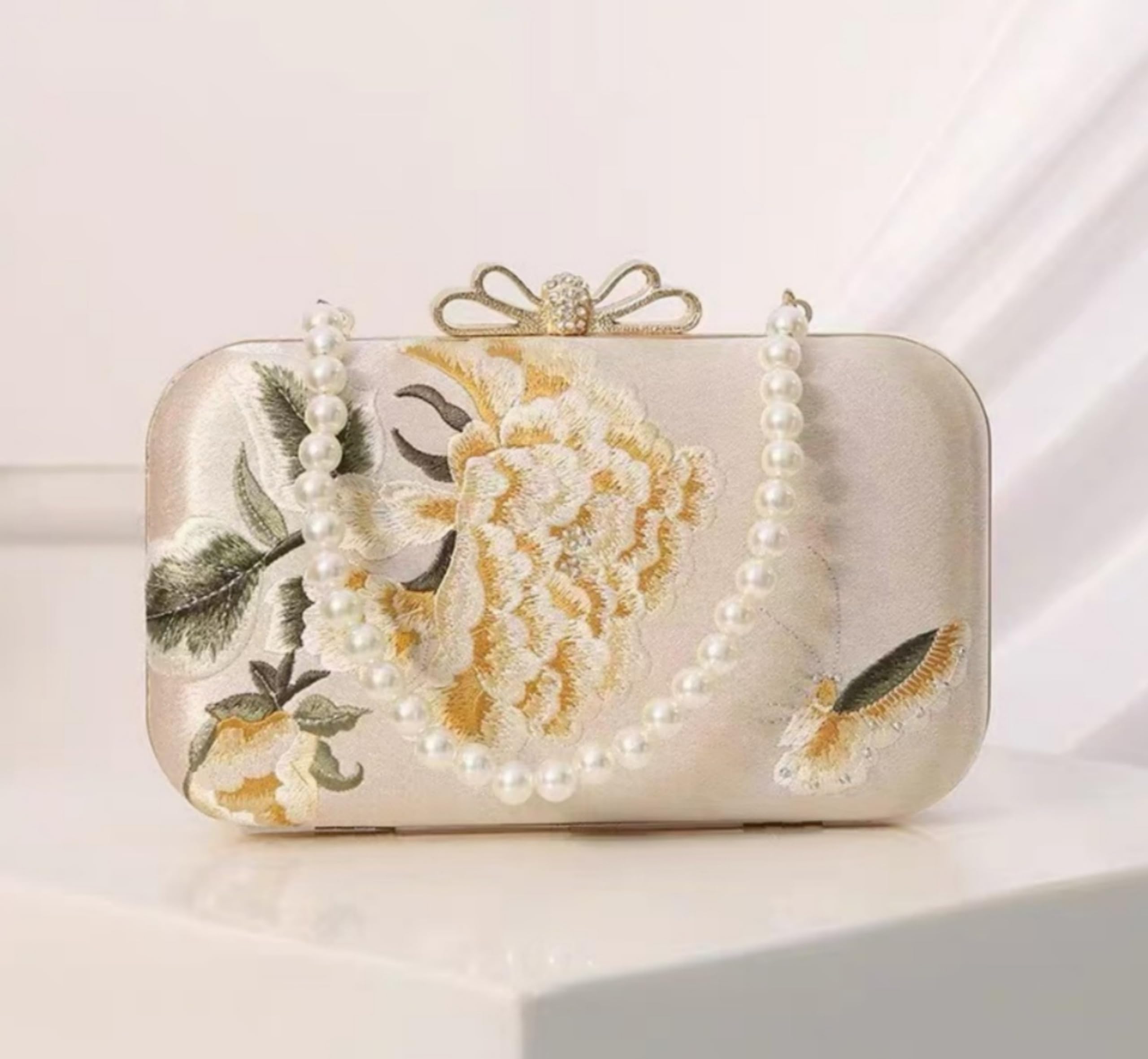 Elegant Women's Embroidered Silk Shoulder Bag - Rectangle Crossbody Handbag for Wedding, Party & Banquet | Perfect for Formal Events, Evening Occasions & Special Celebrations