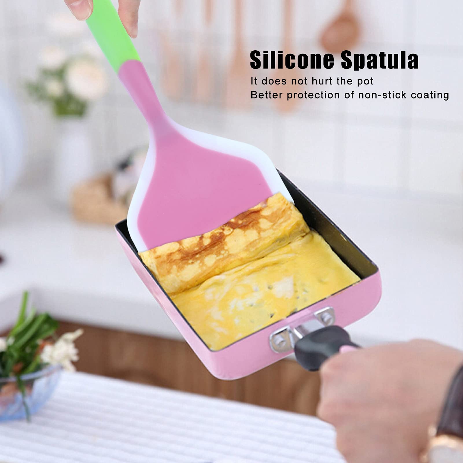 Non-Stick Silicone Spatula for Pancakes, Omelettes, Pizza & Steak - Flexible Heat-Resistant Cooking Turner for Frying, Tamagoyaki & Baking - Perfect for Kitchen, BBQ & Camping