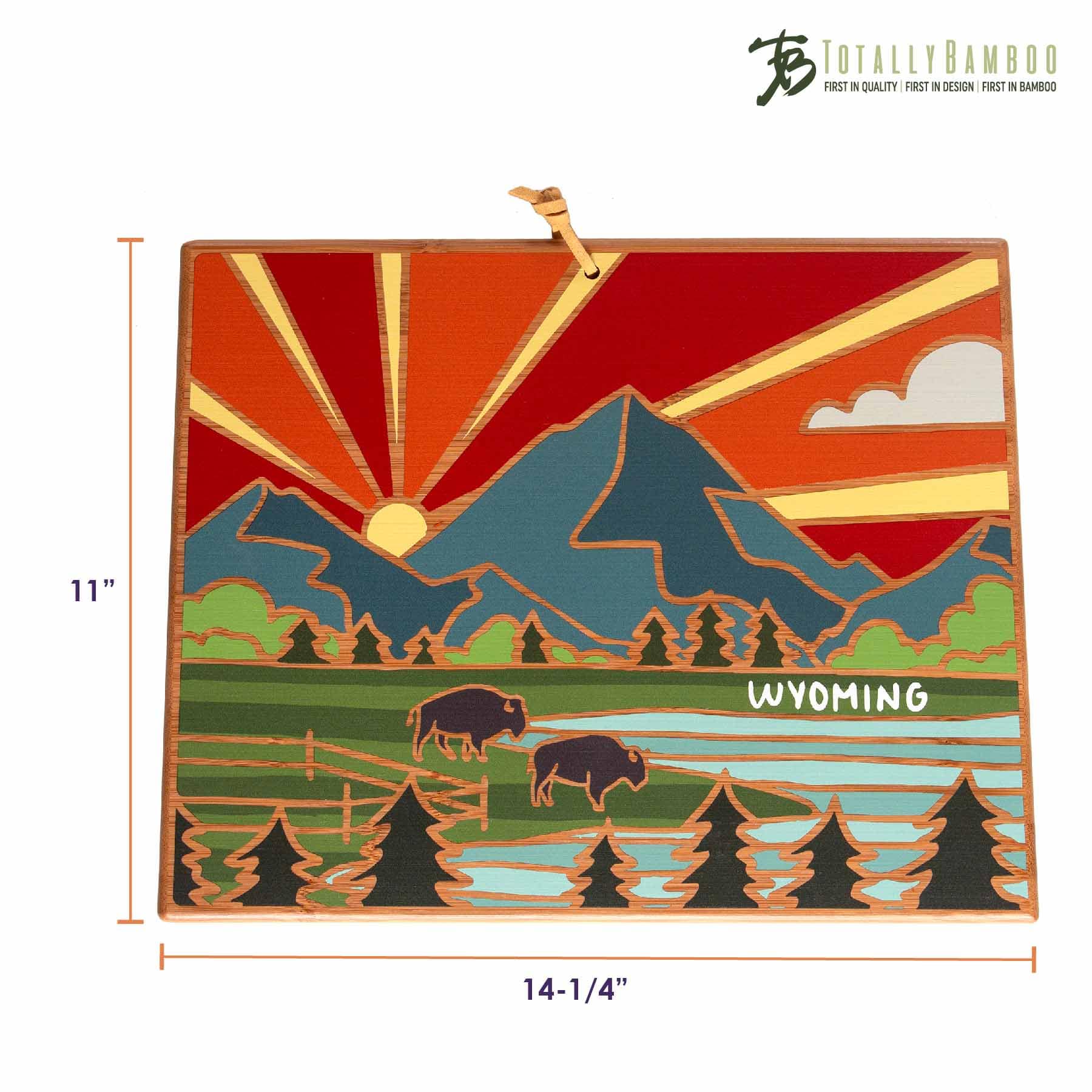 Handcrafted Wyoming Themed Cutting Board with Summer Stokes Art - Perfect for Kitchen Decor, Gift Giving & Rustic Home Style