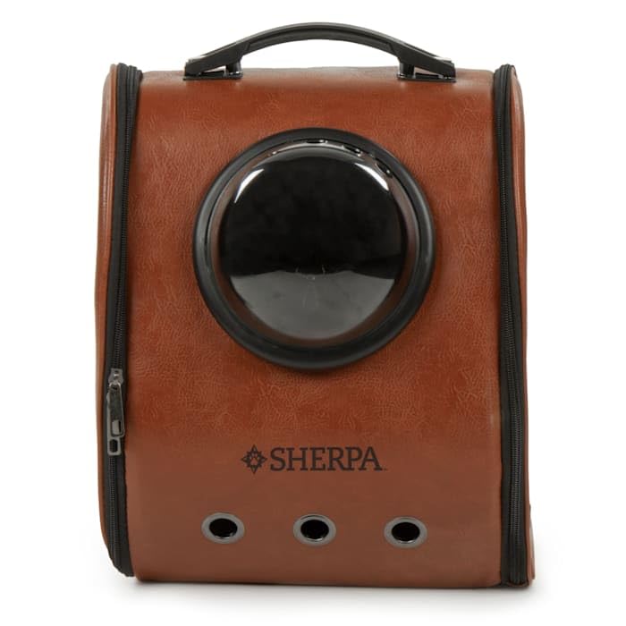 Sherpa Cat Travel Backpack with Bubble Window - Airline Approved Pet Carrier for Small Dogs & Cats (Brown, One Size) - Perfect for Air Travel, Road Trips & Vet Visits