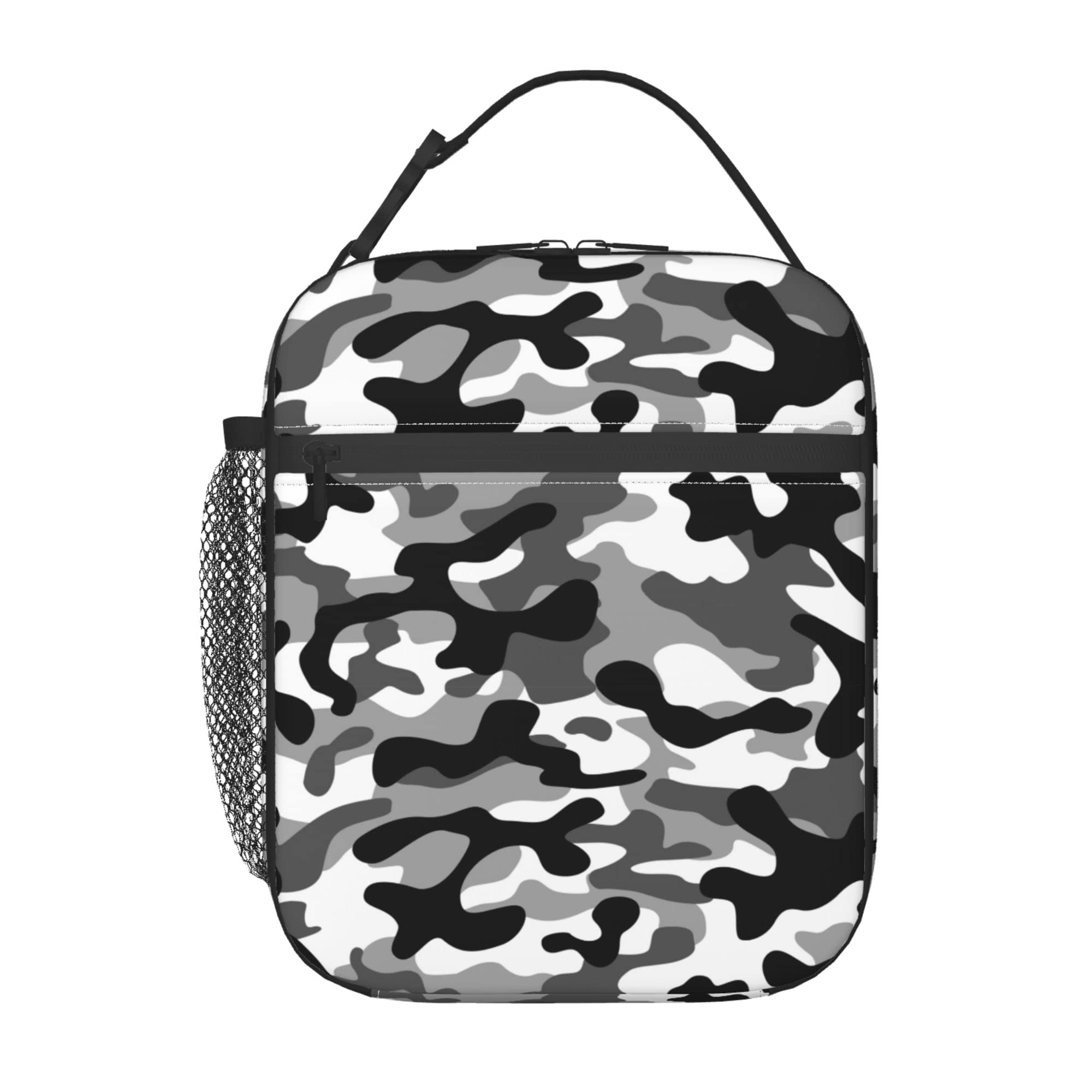 Black Camo Insulated Lunch Bag for Men & Women - Reusable Thermal Tote for Office, School, Camping & Picnic - Keeps Food Cold or Warm All Day