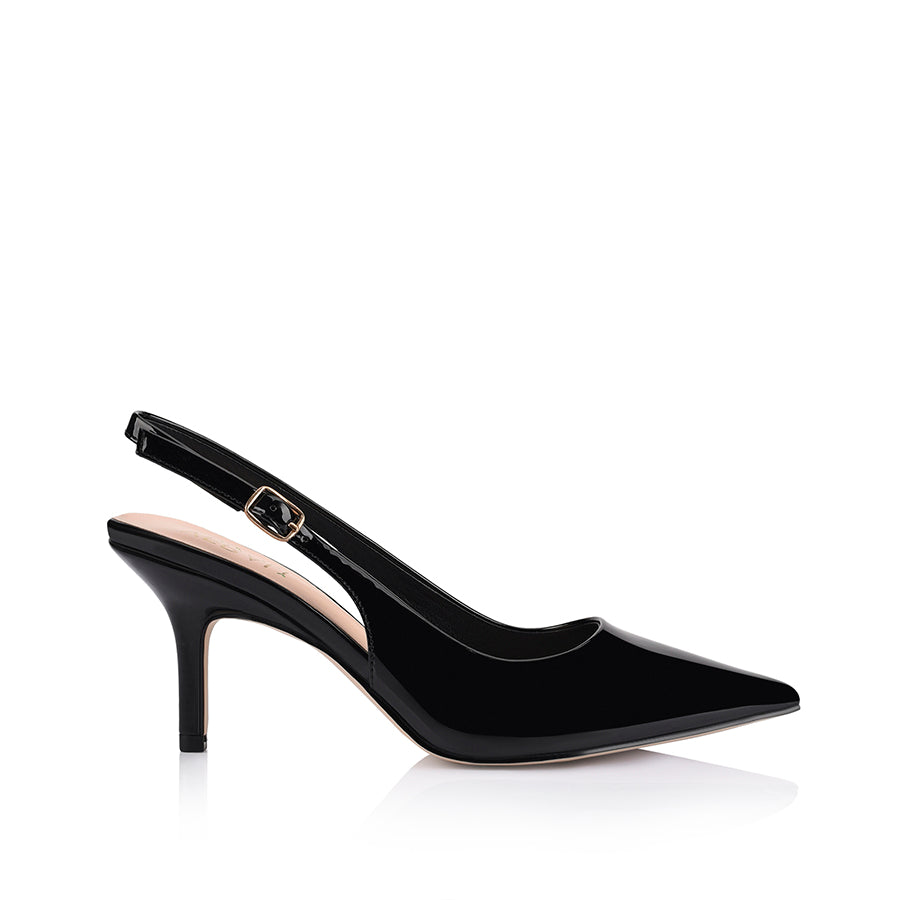 Shayley Women's Black Patent Leather Slingback Stilettos Heels - Elegant High Heel Dress Shoes for Parties, Weddings & Evening Events