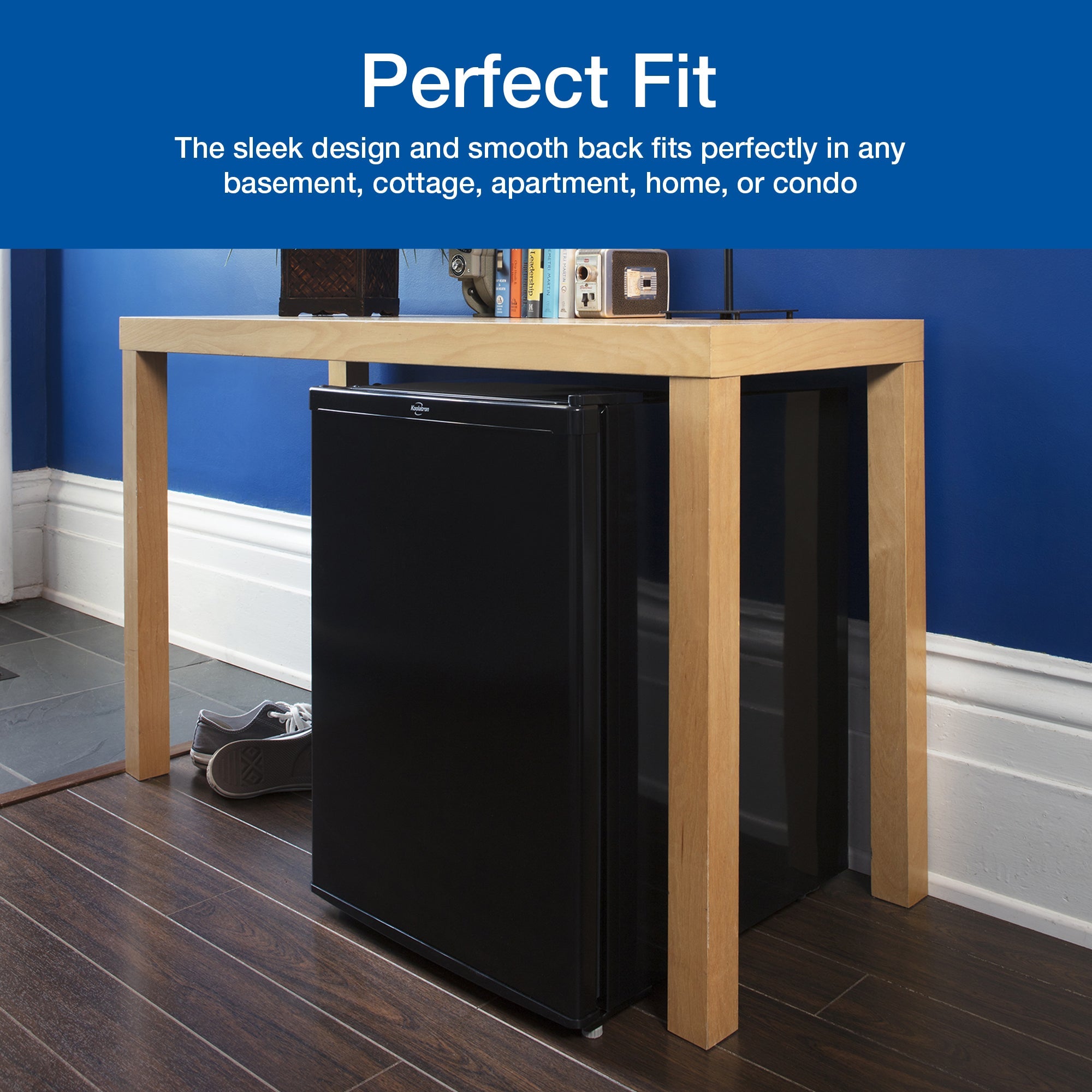 Koolatron 2.56 cu ft Compact Refrigerator with Freezer - 70L Black Mini Fridge for Home, Office, Dorm - Space Saving Flat Back Design, Reversible Door - Perfect for Beverages, Beer, Snacks & Frozen Meals - Ideal for Small Spaces, Home Bars & Recreation Rooms