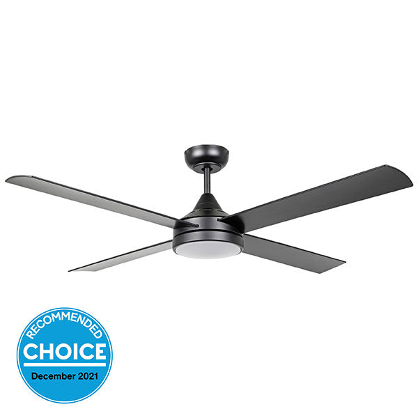 Eglo Stradbroke 52 Inch 132cm DC Ceiling Fan with 20W LED CCT Light - Black | Energy Efficient Quiet Modern Fan for Bedroom, Living Room & Office