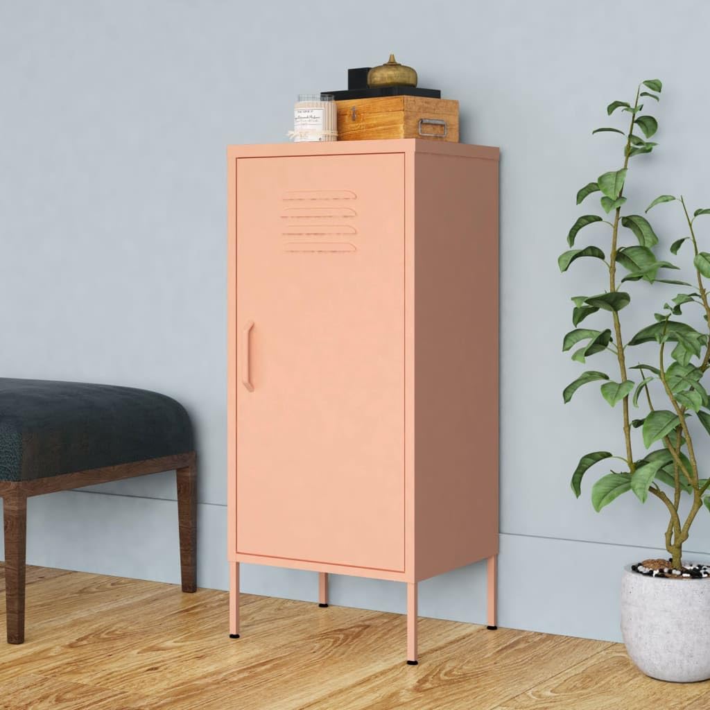 vidaXL Pink Steel Storage Cabinet with Drawers - Industrial Style File Cabinet for Home Office Organization - Perfect for Document Storage, Office Supplies & Home Filing Needs