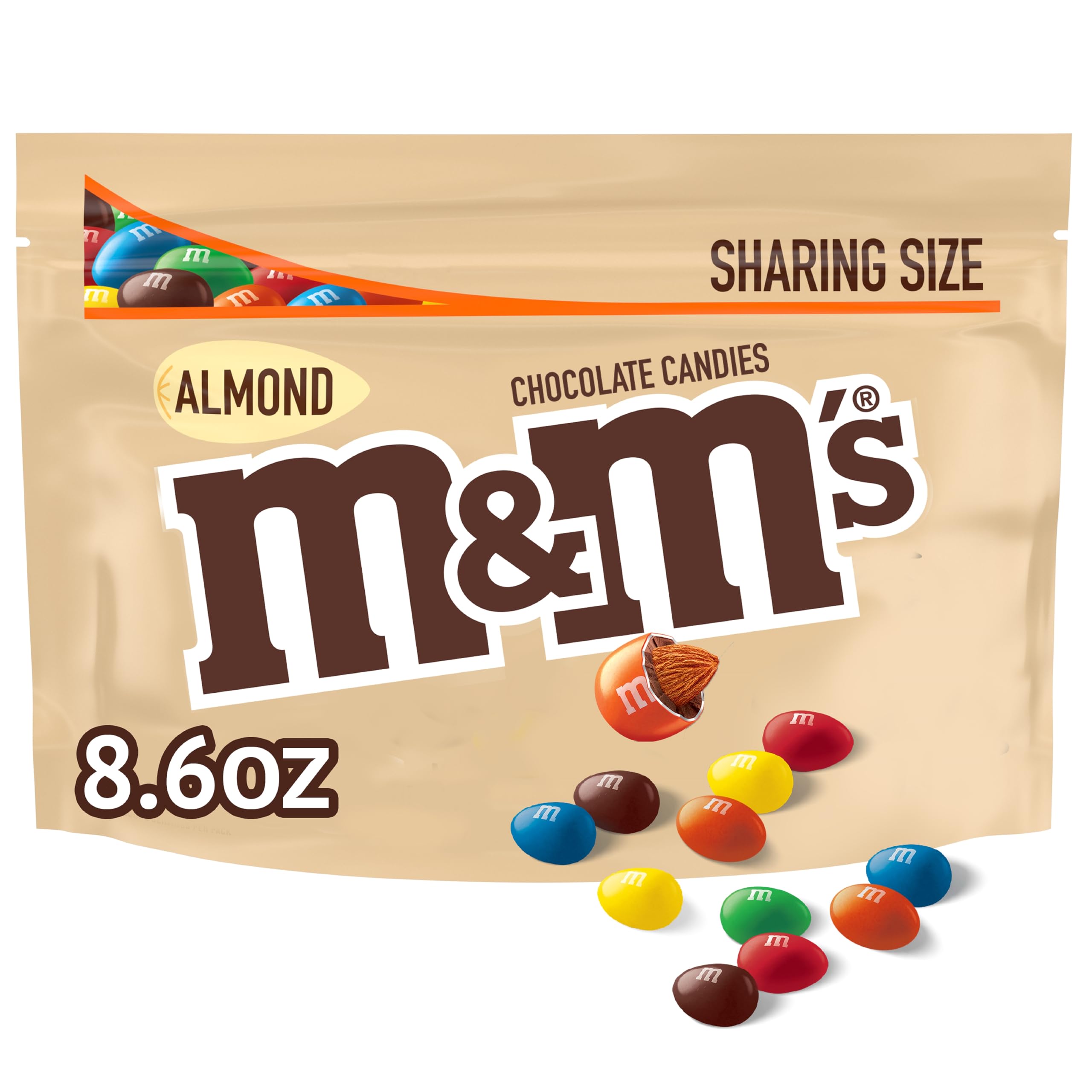 M&M'S Almond Milk Chocolate Candy - 8.6 oz Sharing Size Bag | Bulk Chocolate Snacks for Parties, Halloween Treats & Office Sharing