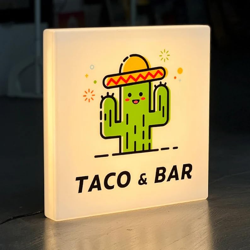 Custom LED Light Box with Acrylic Front - Personalized Logo Sign for Coffee Shops, Hotels & Retail Stores - Indoor Business Advertising & Decorative Lighting (Circle Shape)