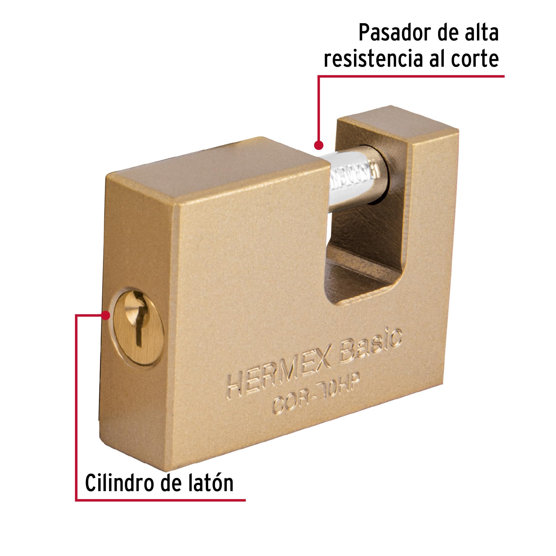 Antipalanca Padlock 70mm - Heavy Duty Iron Body Security Lock by Hermex Basic for Gates, Fences & Storage Units