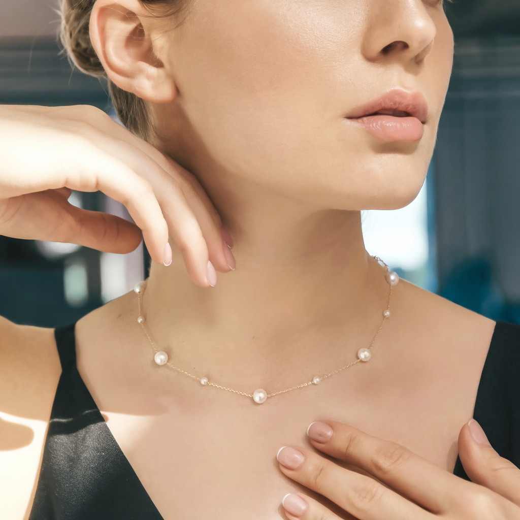 Starry Night AAA Freshwater Pearl Necklace for Women - Elegant 7-8mm Cultured Pearls Jewelry Gift for Birthday, Anniversary & Wedding | Perfect for Evening Parties, Date Nights & Special Occasions