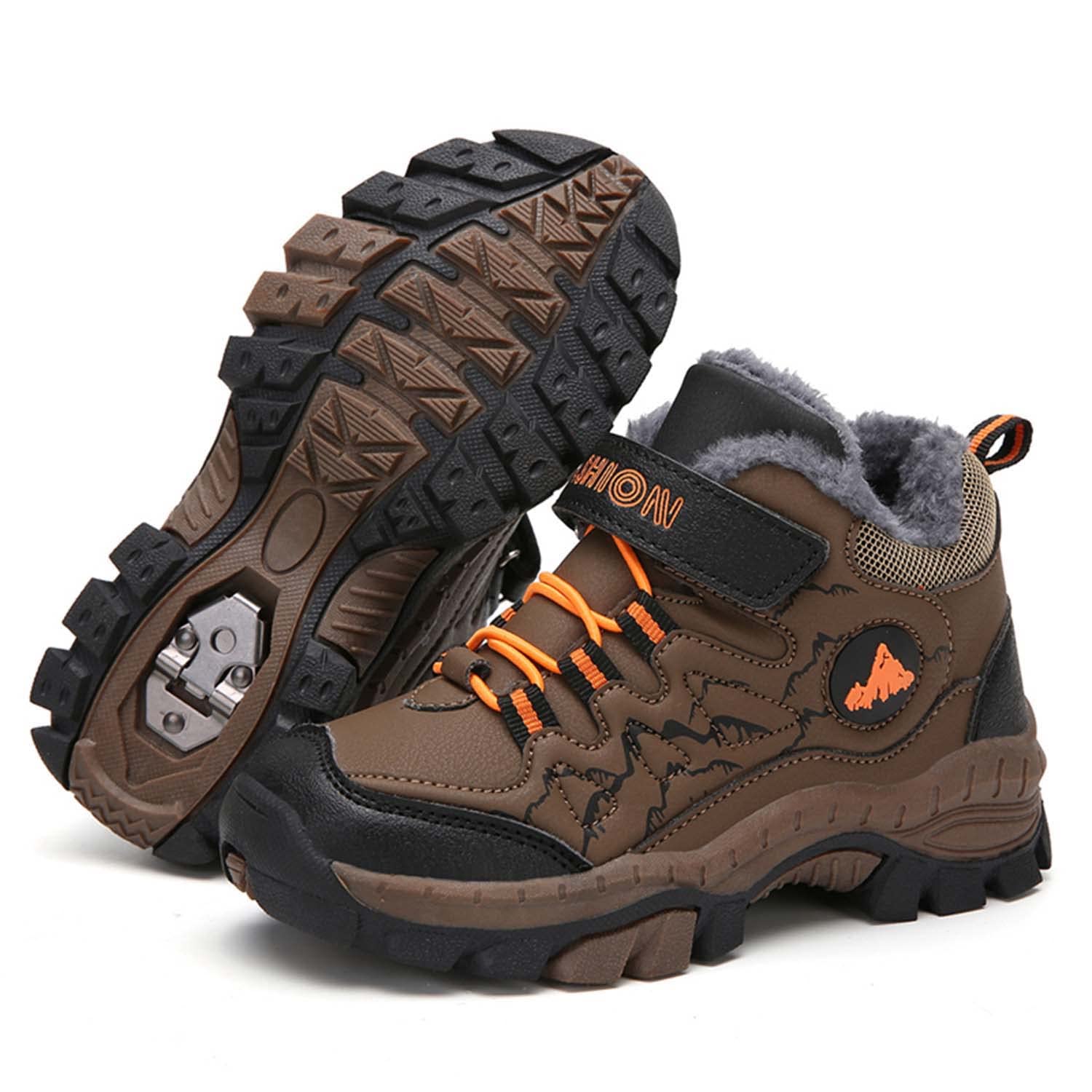 Meidiastra Kids Boys Winter Hiking Boots - Warm Lined Snow Boots with Anti-Collision & Anti-Skid Sole for Outdoor Adventures, Camping, Trekking - Perfect for Snowy Days & Winter Sports