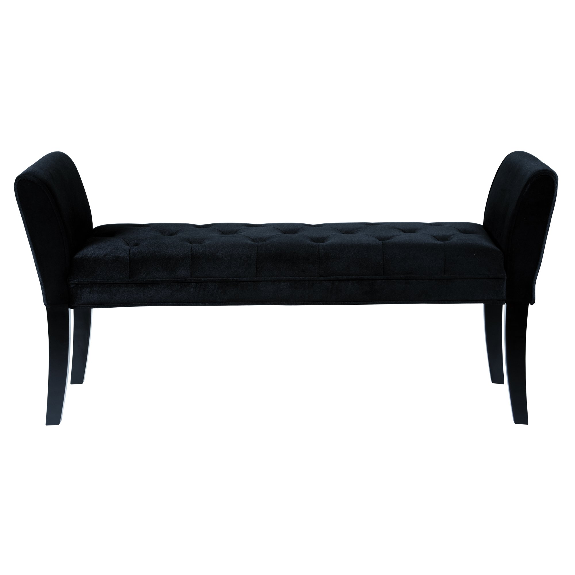 Armen Living Chatham Bench - Black Velvet Upholstery with Black Wood Finish | Stylish Entryway, Living Room, or Bedroom Seating