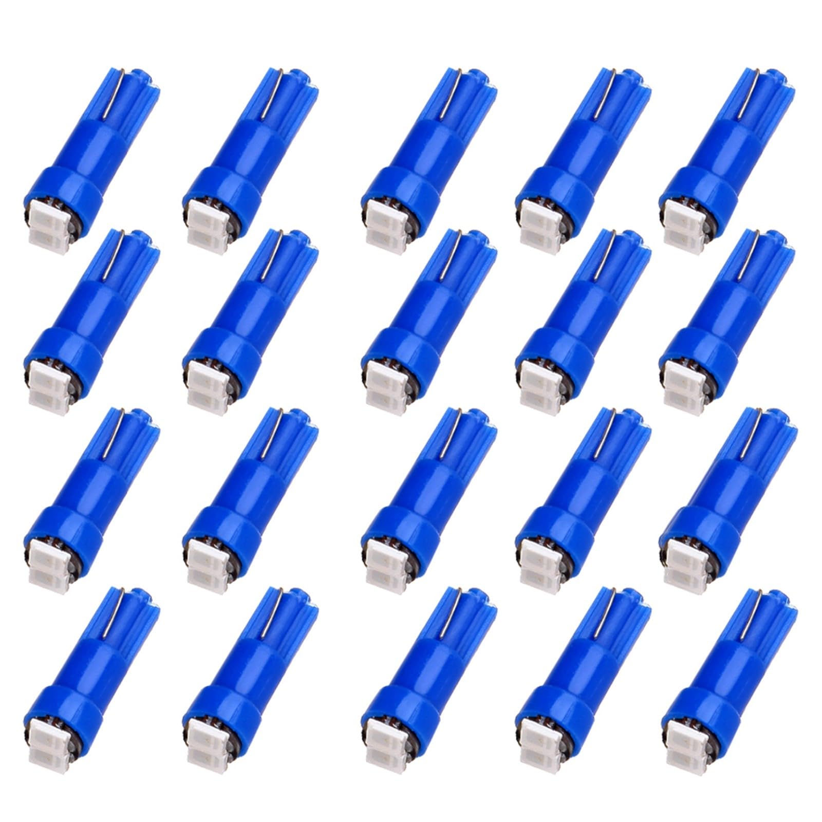 cciyu 20x T5 Ultra Blue LED Wedge Bulbs (58 70 73 74 Dashboard Gauge) - 2SMD Replacement Lights for Car Interior, Instrument Panel & Dashboard Lighting