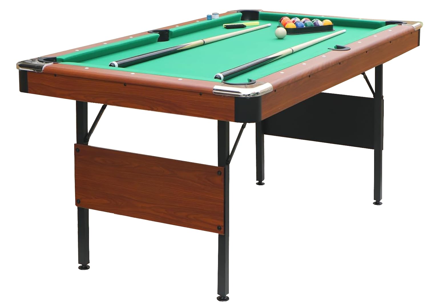 BOSTANA 5.5 ft Foldable Pool Table Set with Balls, Cues, Chalk & Brush - Portable Billiard Table for Home, Game Room, Kids & Adults - Perfect for Family Fun, Parties & Indoor Entertainment