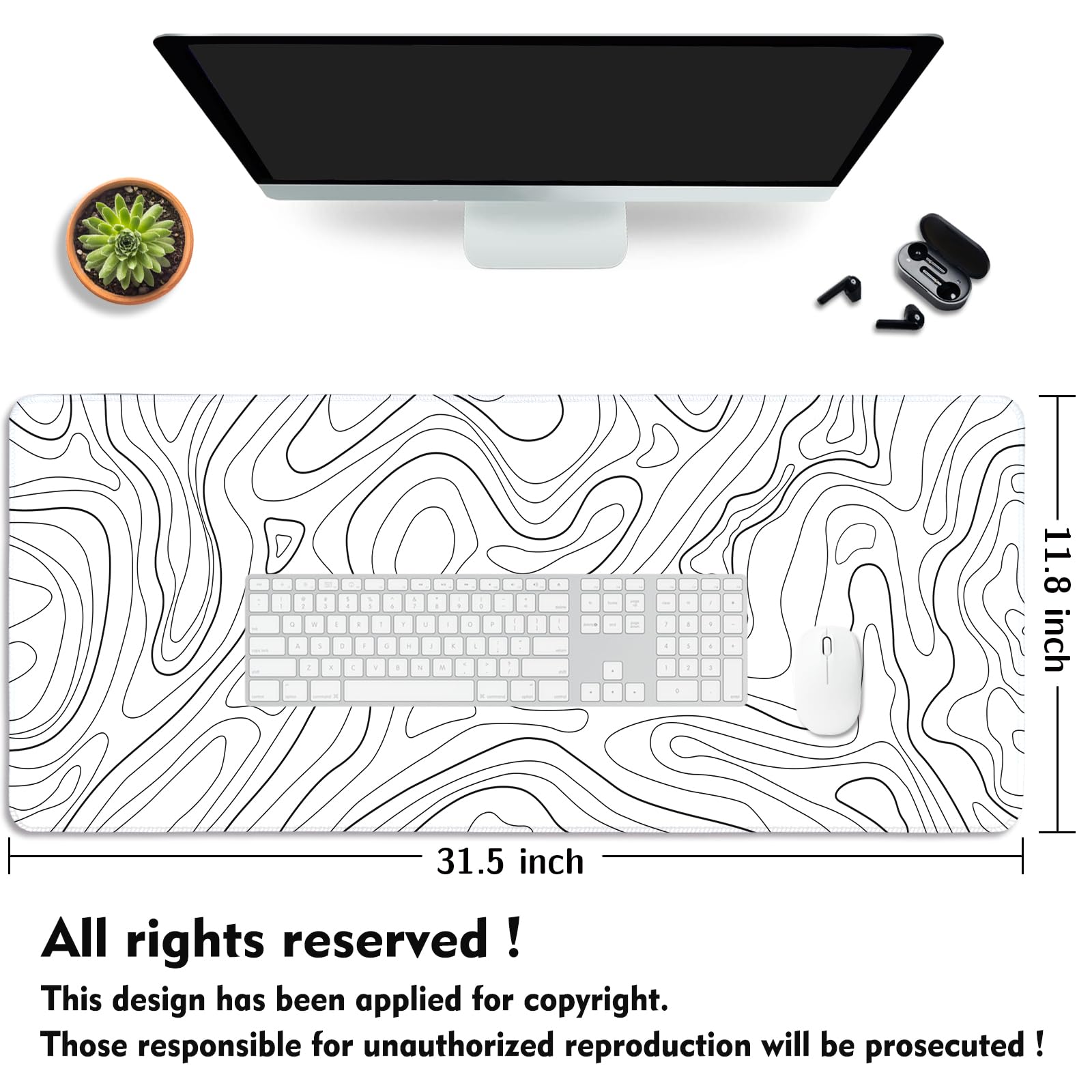 Premium Extended XL Gaming Mouse Pad - Non-Slip Base, Large Desk Mat for Keyboard & Mouse (31.5