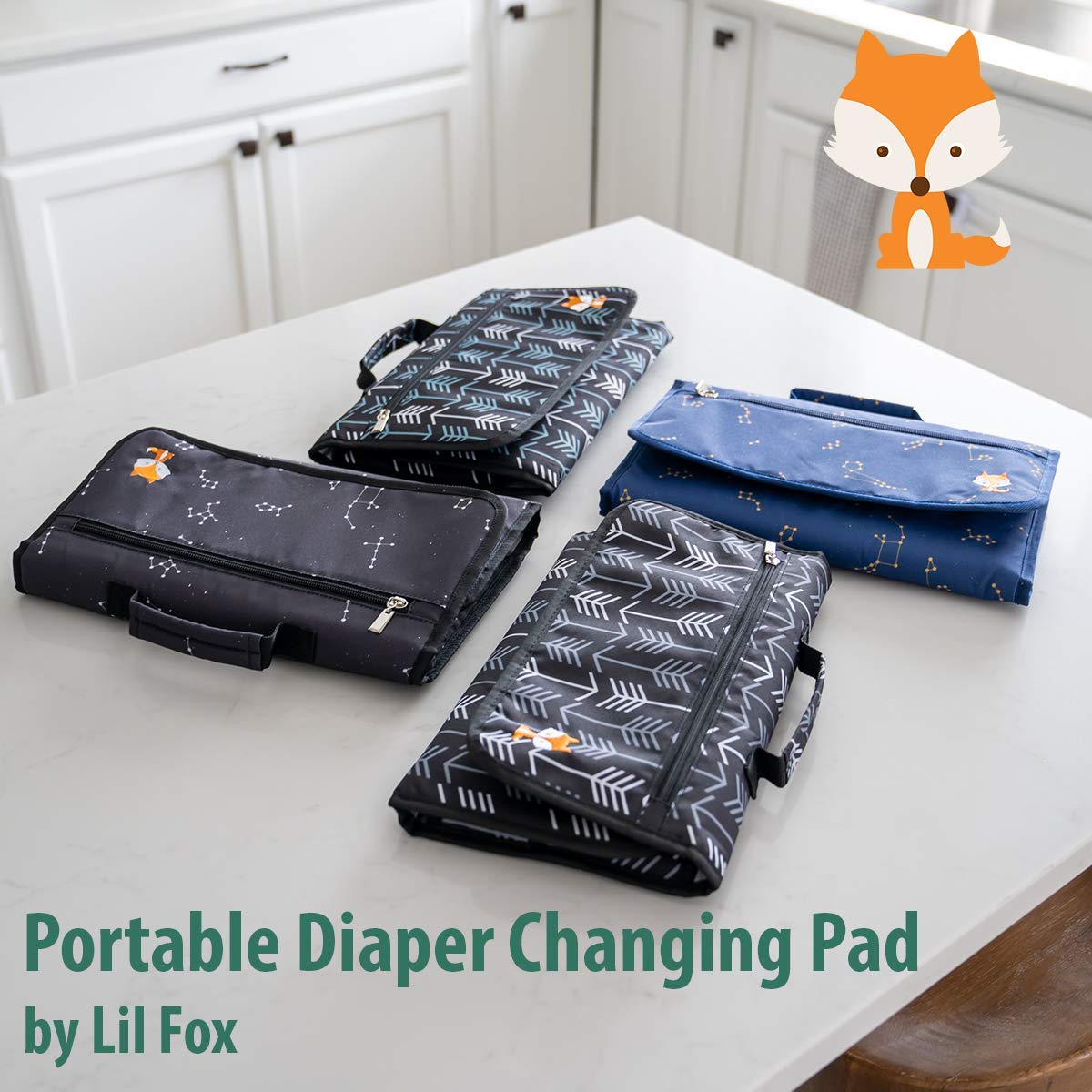 Lil Fox Portable Baby Changing Pad - Waterproof Diaper Changing Mat for Travel, Nursery & On-the-Go | Ideal for Diaper Bags & Changing Tables | Perfect Baby Shower Gift & Newborn Essential | Unisex Baby Care Accessory for Home, Park & Road Trips