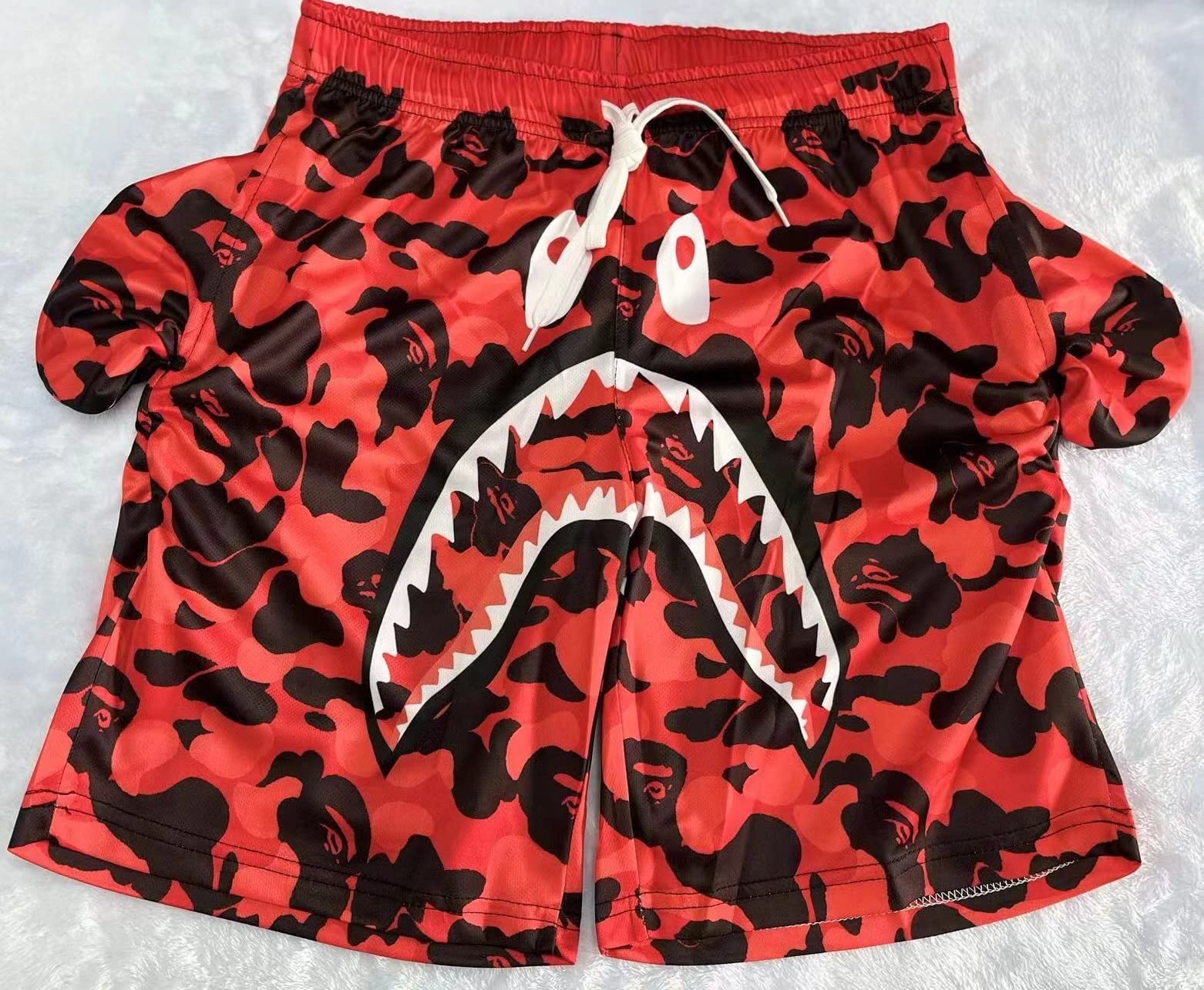 Shark Camo Unisex Quick-Dry Sports Shorts - Lightweight Casual Beach Swim Shorts for Men & Women | Perfect for Swimming, Surfing, Gym & Outdoor Activities