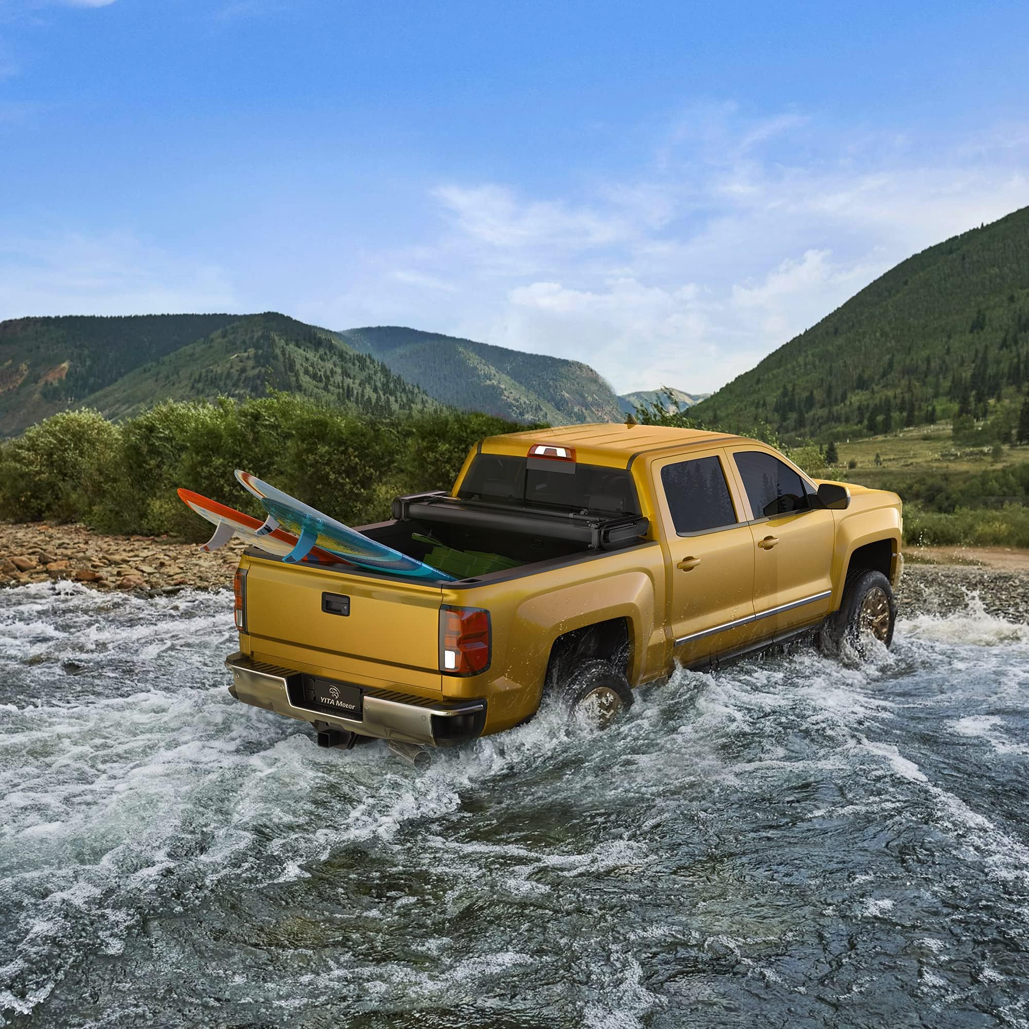 YITAMOTOR Soft Quad Fold Truck Bed Tonneau Cover for 2015-2025 Ford F150 F-150 5.5 ft Styleside Bed | Waterproof & Durable Truck Accessory | Perfect for Hauling, Camping & Outdoor Adventures
