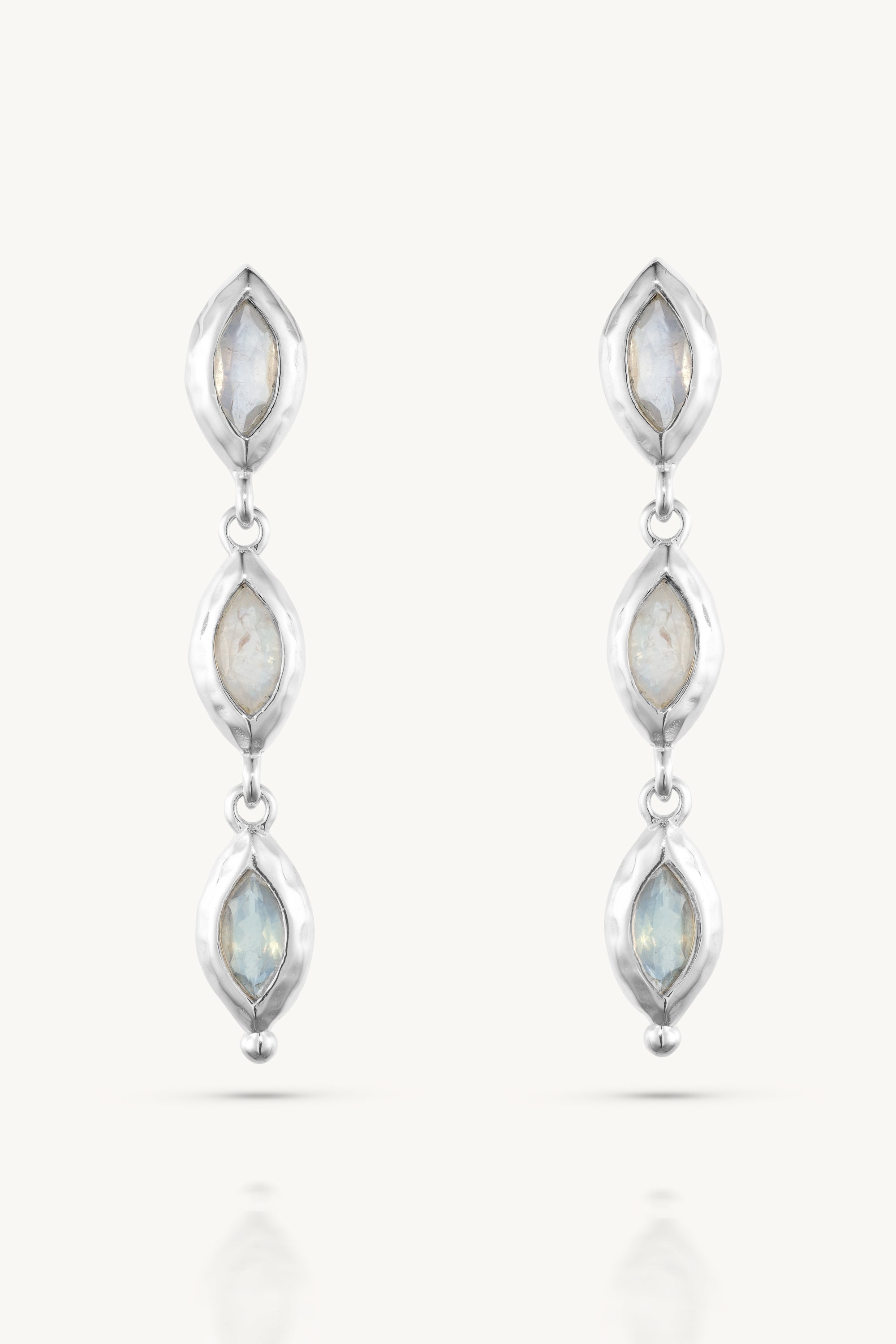 Exquisite Isabella Marquise Moonstone Silver Earrings for Women | Sterling Silver Dangle Earrings | Elegant Jewelry Gift for Wedding, Party & Special Occasions