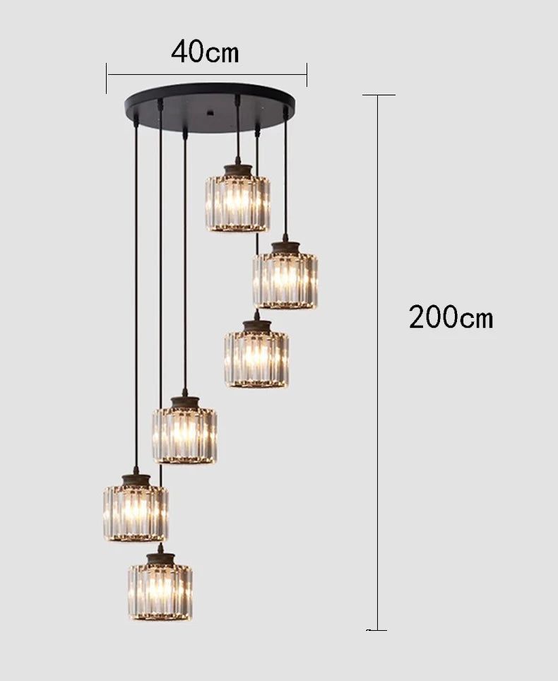 Acrylic Crystal Staircase Chandelier Lighting - Modern Elegant Ceiling Light Fixture for Home & Hotel Decor | Perfect for Foyers, Stairwells, and Grand Entrances