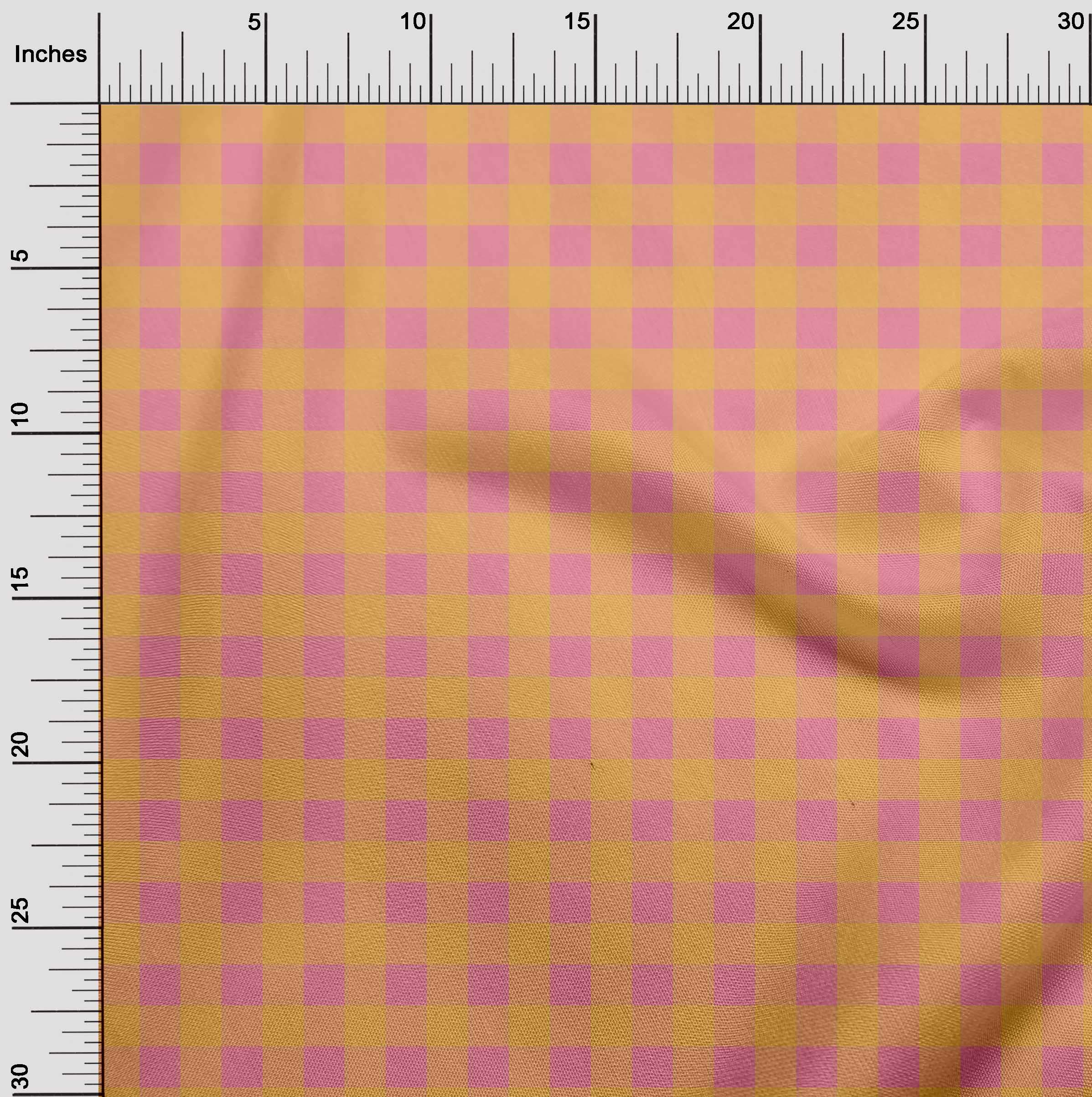 oneOone Cotton Poplin Medium Pink Gingham Check Dress Fabric - 42 Inch Wide by The Yard | Perfect for Summer Dresses, Skirts & DIY Sewing Projects