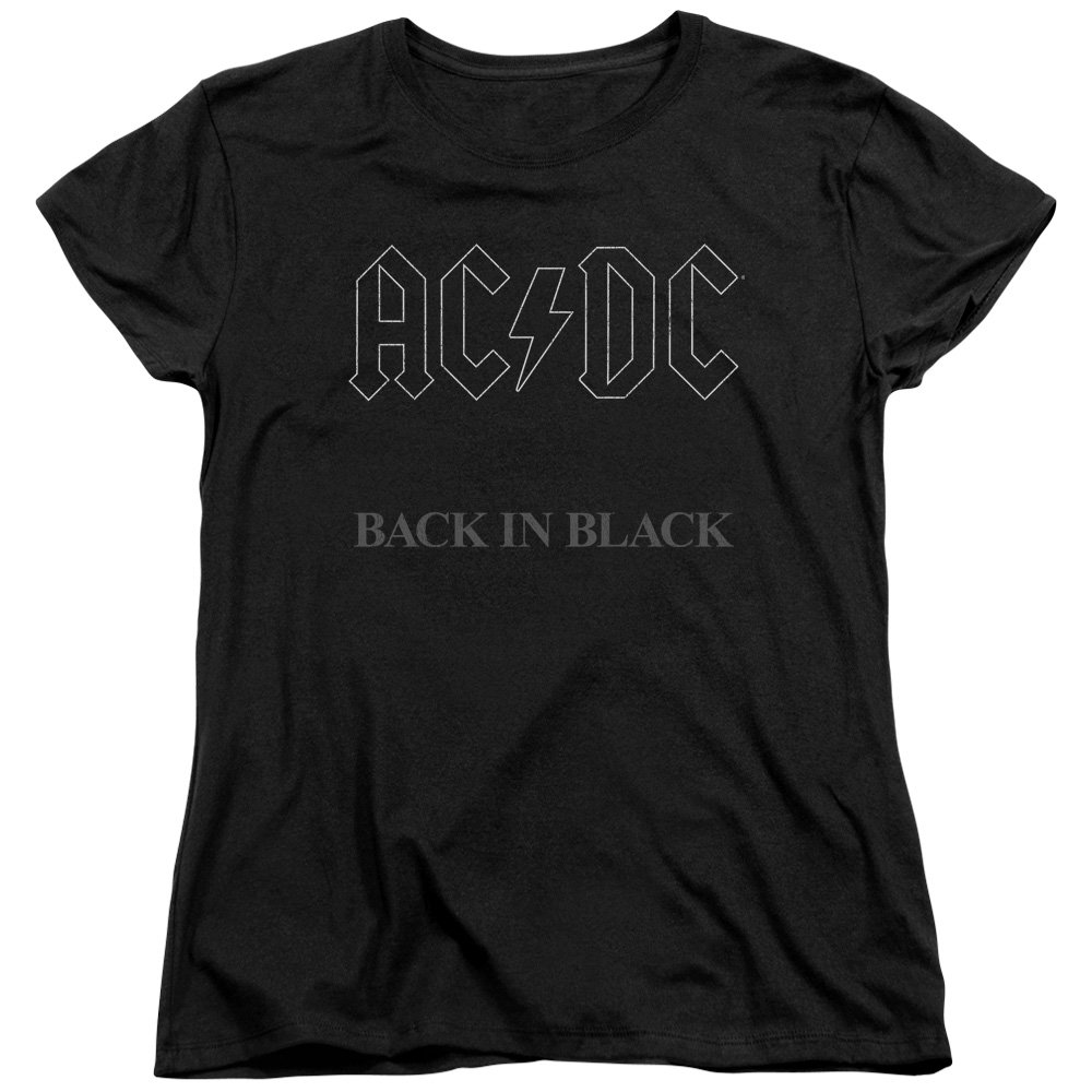 AC/DC Back in Black Women's Short Sleeve T-Shirt - Rock Band Tee for Concerts, Casual Wear & Gift Ideas