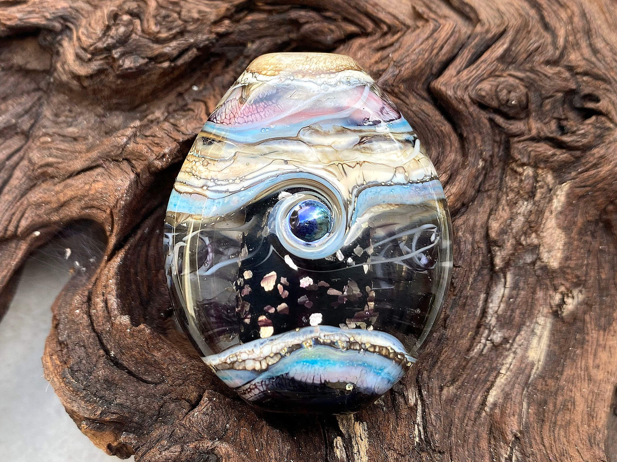 Black Light Organic Lampwork Focal Bead SRA - Handmade Glass Bead for Jewelry Making & DIY Crafts - Perfect for Necklaces, Bracelets & Art Projects