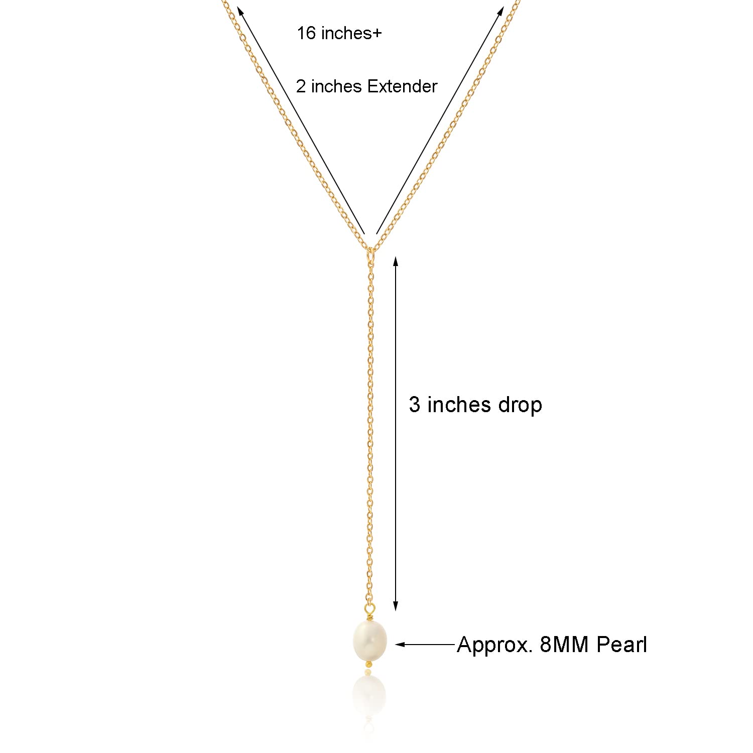 Elegant Gold Y Necklace for Women - Pearl & CZ Diamond Pendant, 18K Gold Plated, Perfect for Parties & Gifts