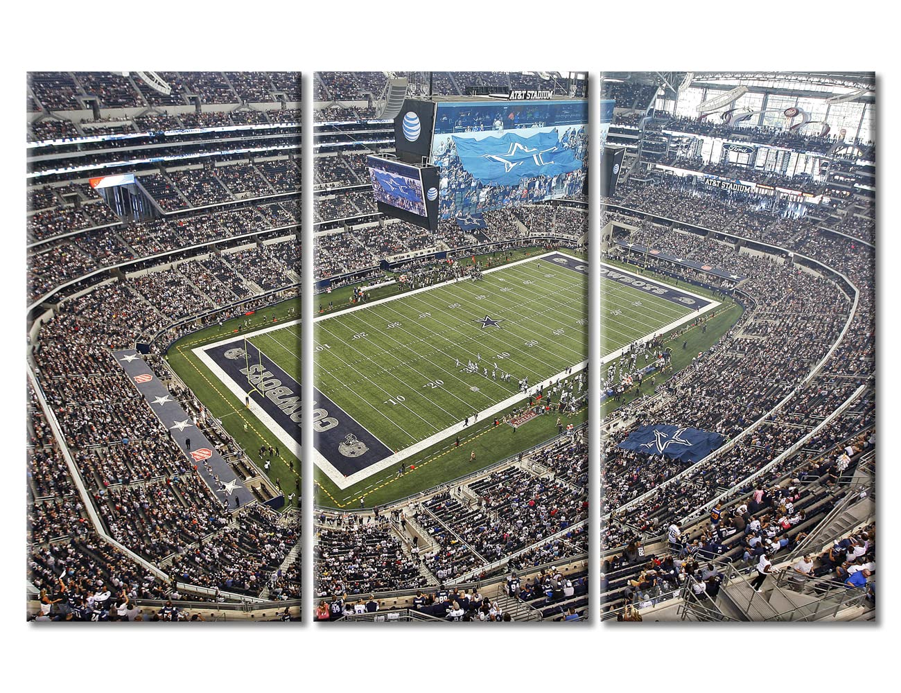AT&T Stadium Wall Art - Dallas Cowboys Football Team Canvas Painting - Modern Home Decor with Wooden Frame (60
