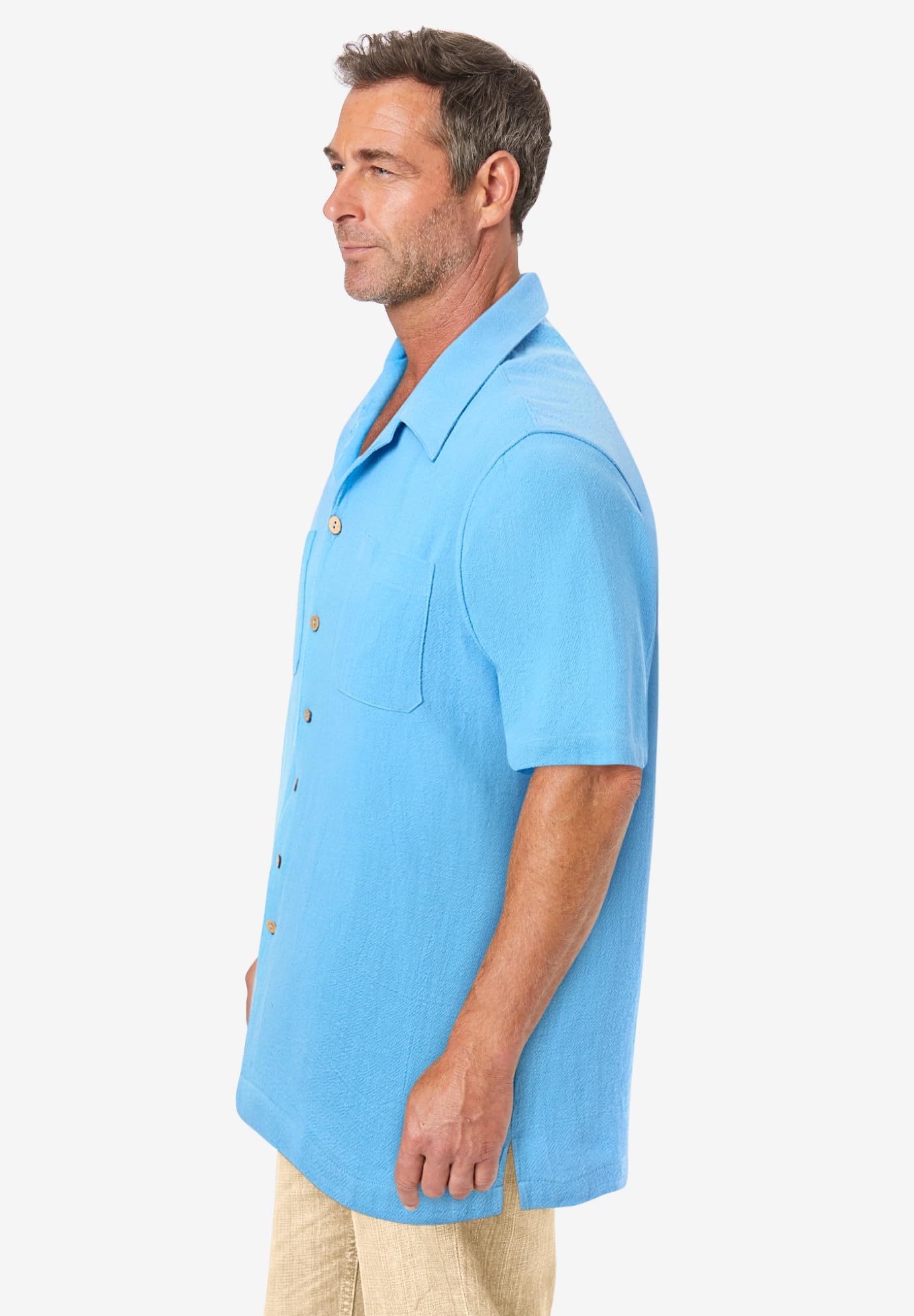 **KingSize Men's Big & Tall Gauze Camp Shirt - Breathable & Comfortable Summer Casual Shirt for Outdoor, Beach & Vacation Wear**