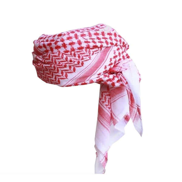 Kids Red & White Arab Hat Shemagh Keffiyeh - Traditional Middle Eastern Headwear for Boys & Girls - Perfect for Halloween, Costume Parties & Cultural Events