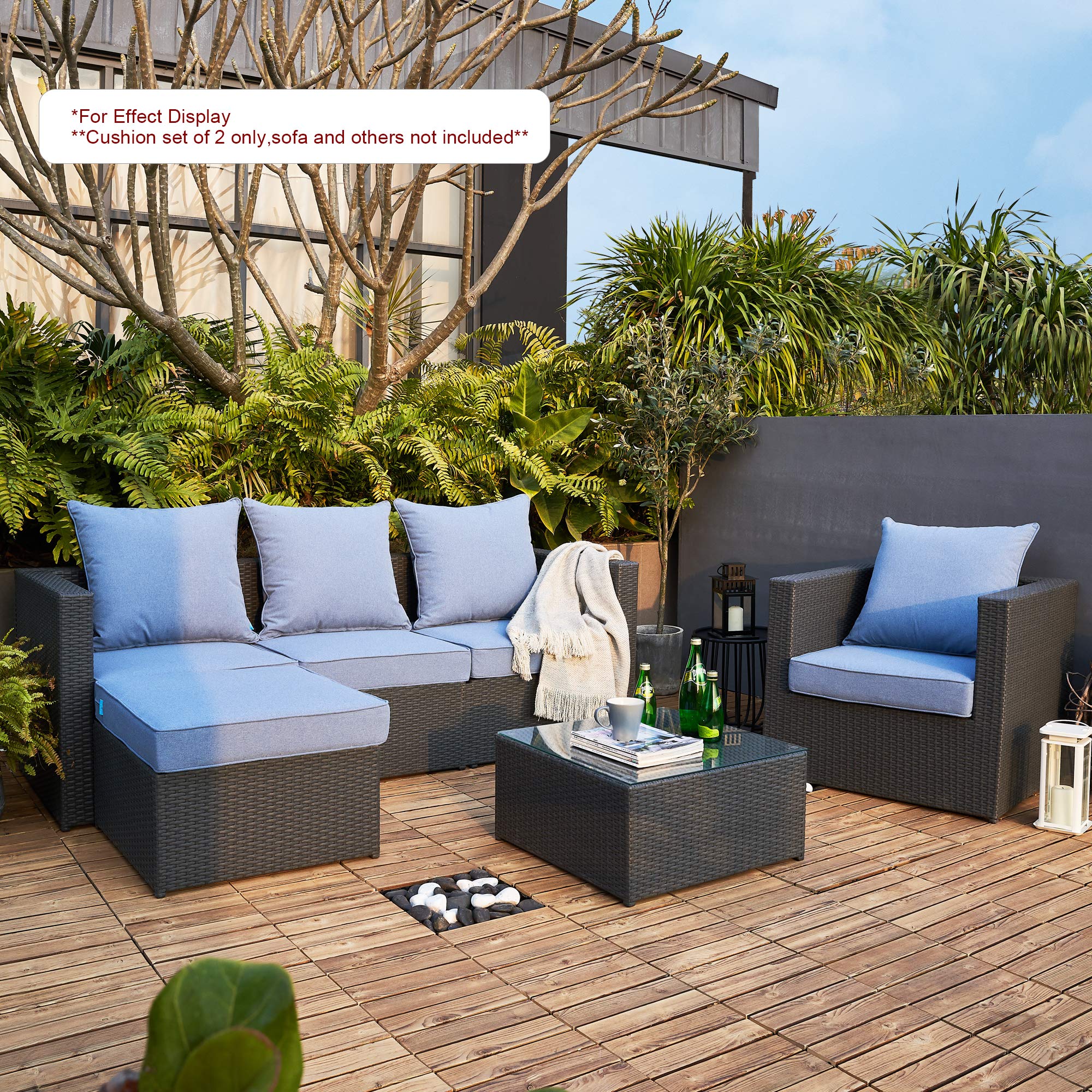 ARTPLAN All-Weather Indoor/Outdoor Chair Cushions Set with Deep Seat & Back Pillows - Waterproof Patio Furniture Cushions for Garden, Deck, Poolside & Porch Relaxation