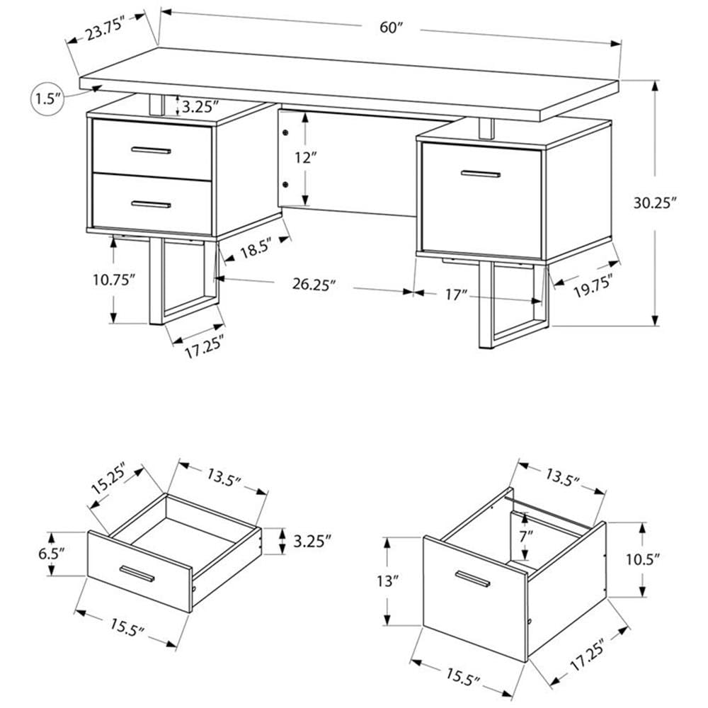 Reversible Wooden Floating Computer Desk in Cherry & Black - Space-Saving Home Office Desk for Small Spaces, Gaming, and Study