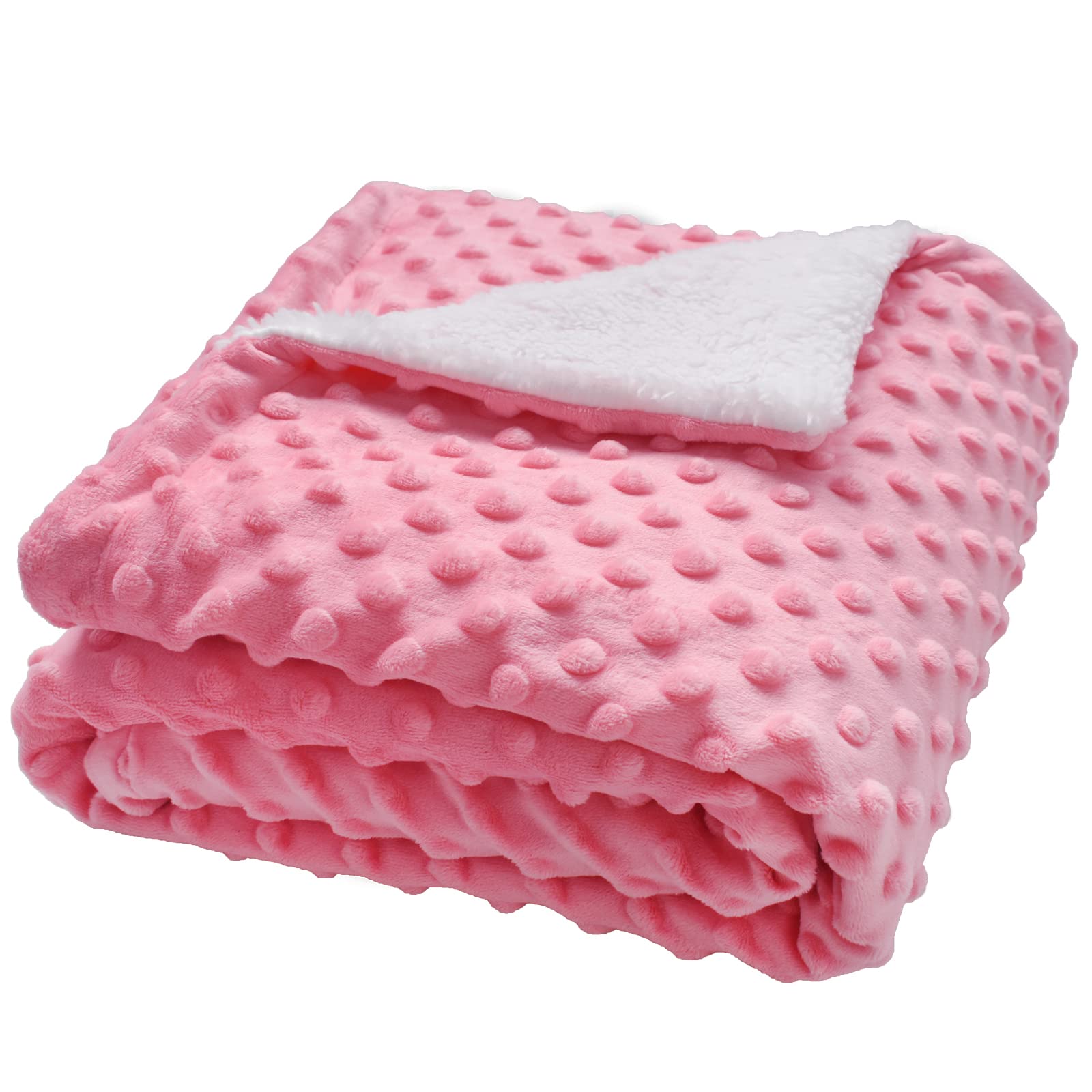 Soft Minky & Sherpa Fleece Baby Blanket for Boys & Girls - Unisex Toddler Throw Blanket for Crib, Stroller, and Pets (Coral) | Cozy Nursery Essential & Travel Companion for Infants