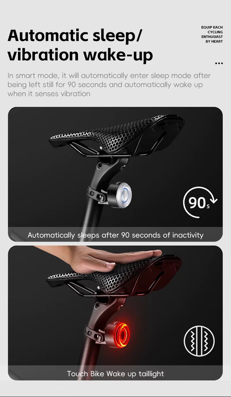 WB Smart Brake Rear Bicycle Light - USB Rechargeable LED Bike Tail Light with Auto Brake Sensor, Waterproof Cycling Safety Light for Night Riding & Commuting