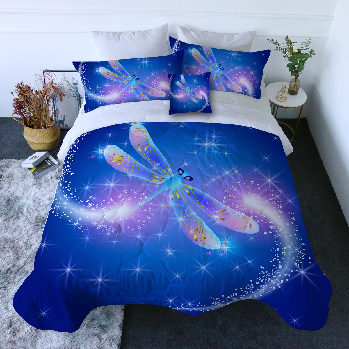 Premium Dragonfly Magic Quilt Set - Soft Bedding Comforter with Elegant Embroidery | Perfect for Master Bedroom, Guest Room & Cozy Home Decor