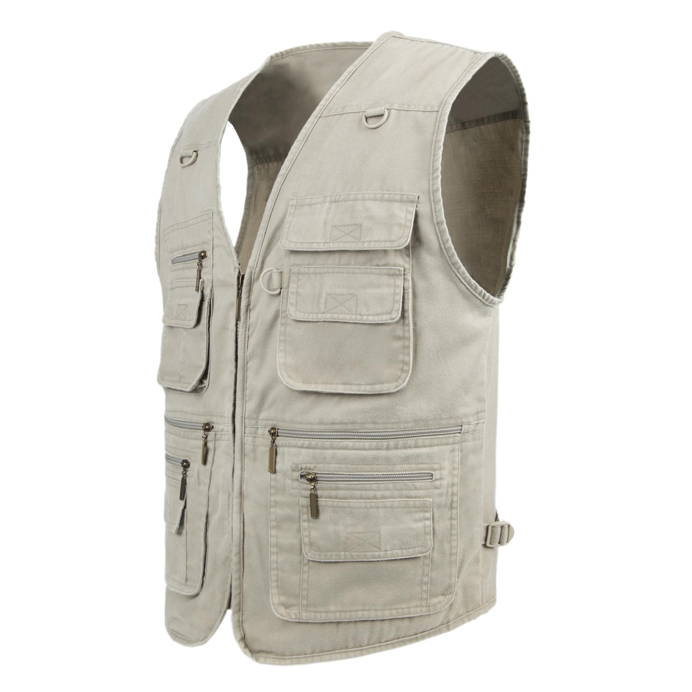 Men's Stone Washed Denim Fishing Vest with Multiple Pockets - Durable Workwear for Outdoor Activities, Hunting, and Casual Wear