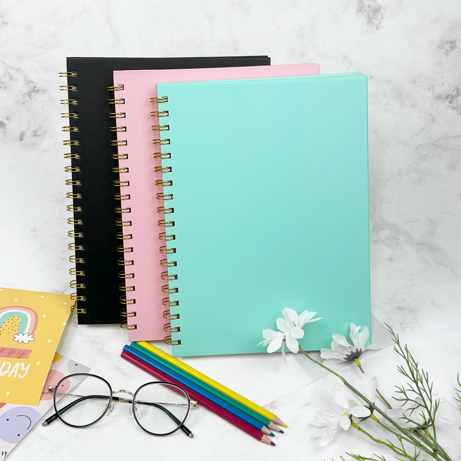 Premium 4-Pack B5 Grid Spiral Notebooks - 7.48