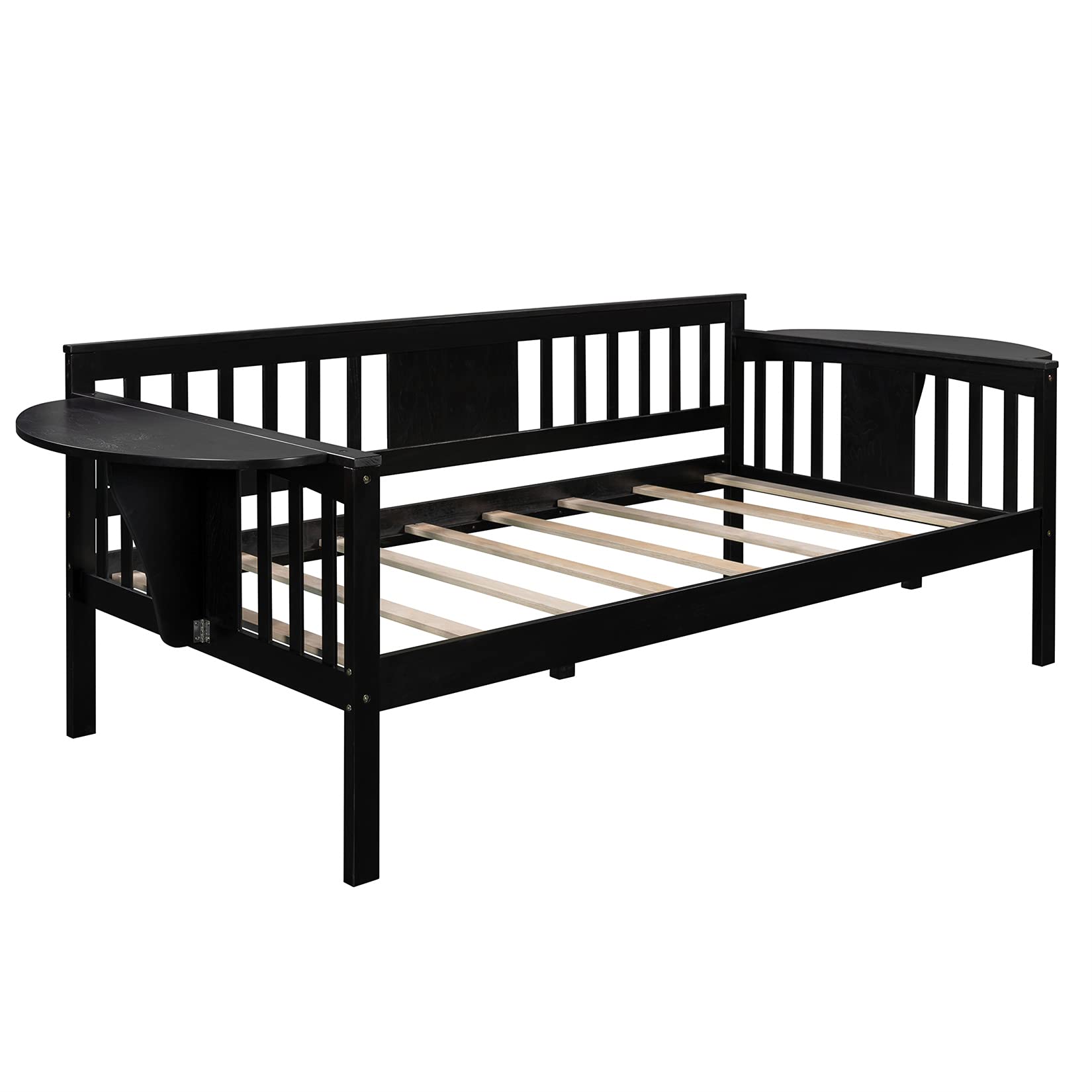 Twin Size Wooden Daybed Frame for Kids & Adults - Convertible Sofa Bed for Bedroom & Living Room - Espresso Finish - Perfect for Guest Rooms, Small Spaces & Multi-Functional Furniture Needs