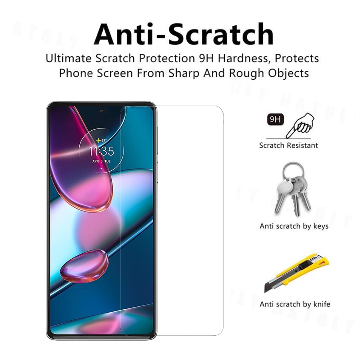 VIESUP 2Pack Tempered Glass for Motorola Edge+ 2022 - 9H Hardness Anti-Scratch Screen Protector for Daily Protection