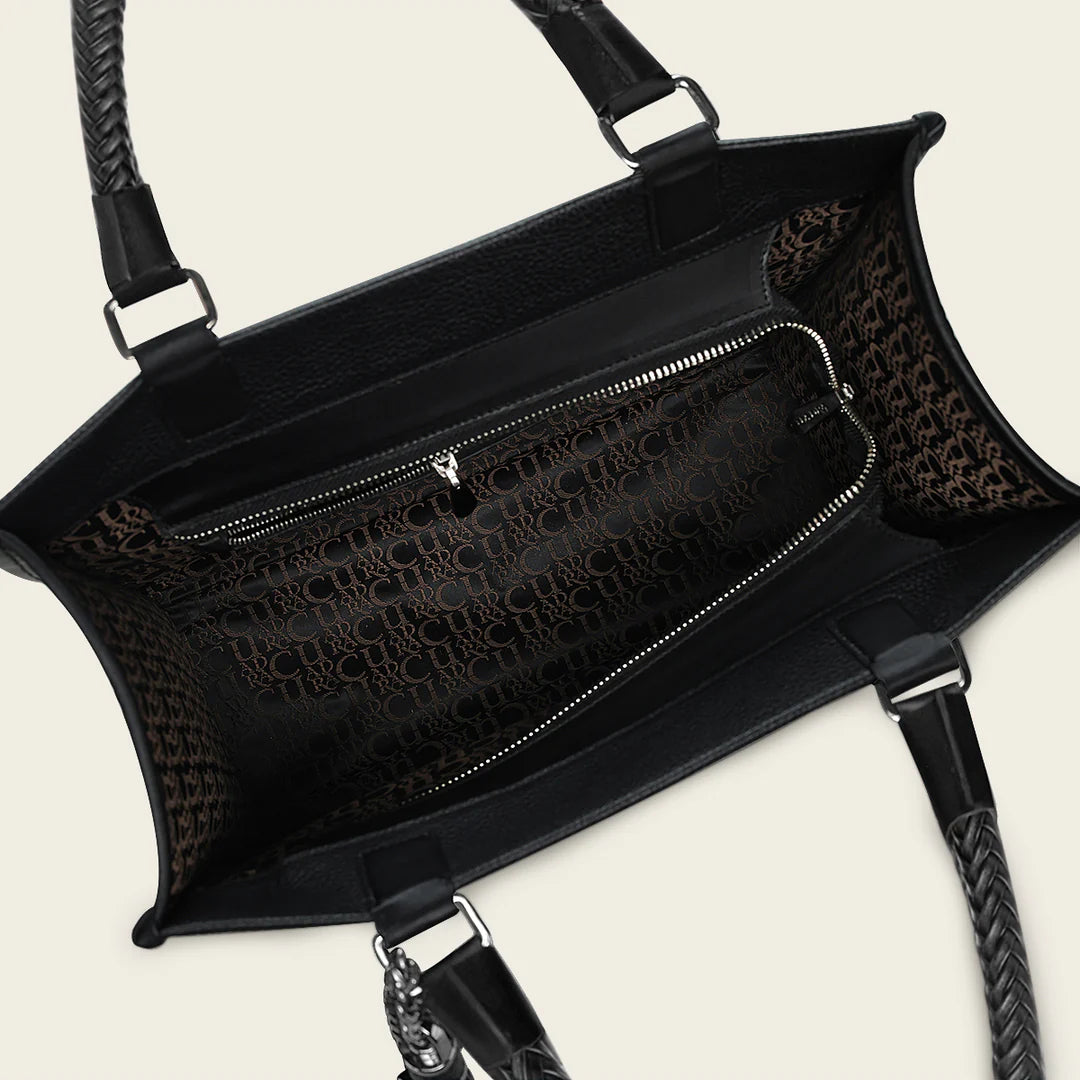 Stylish Black Leather Tote Bag for Women - BOD2MRS Cuadra Fashion Handbag - Perfect for Work, Travel & Everyday Use
