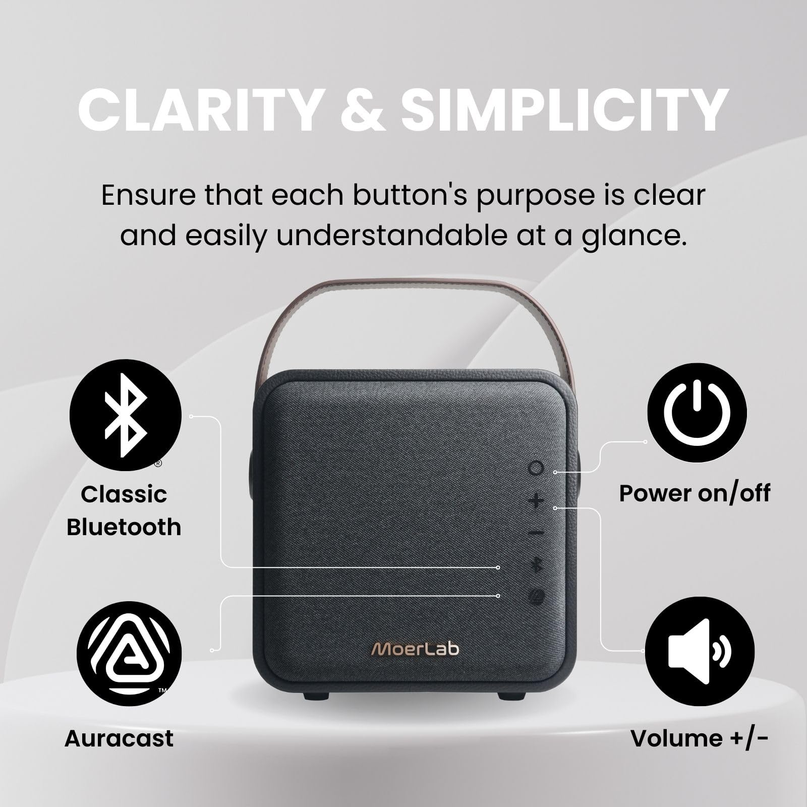 Moerlab Overture Auracast 80W Portable Bluetooth Speaker with Stereo Sound, Deep Bass, 20H Playtime, 66ft Range, Bluetooth 5.3 & TWS Pairing - Wireless Speaker for Outdoor, Home, Party, Travel, Beach & Camping