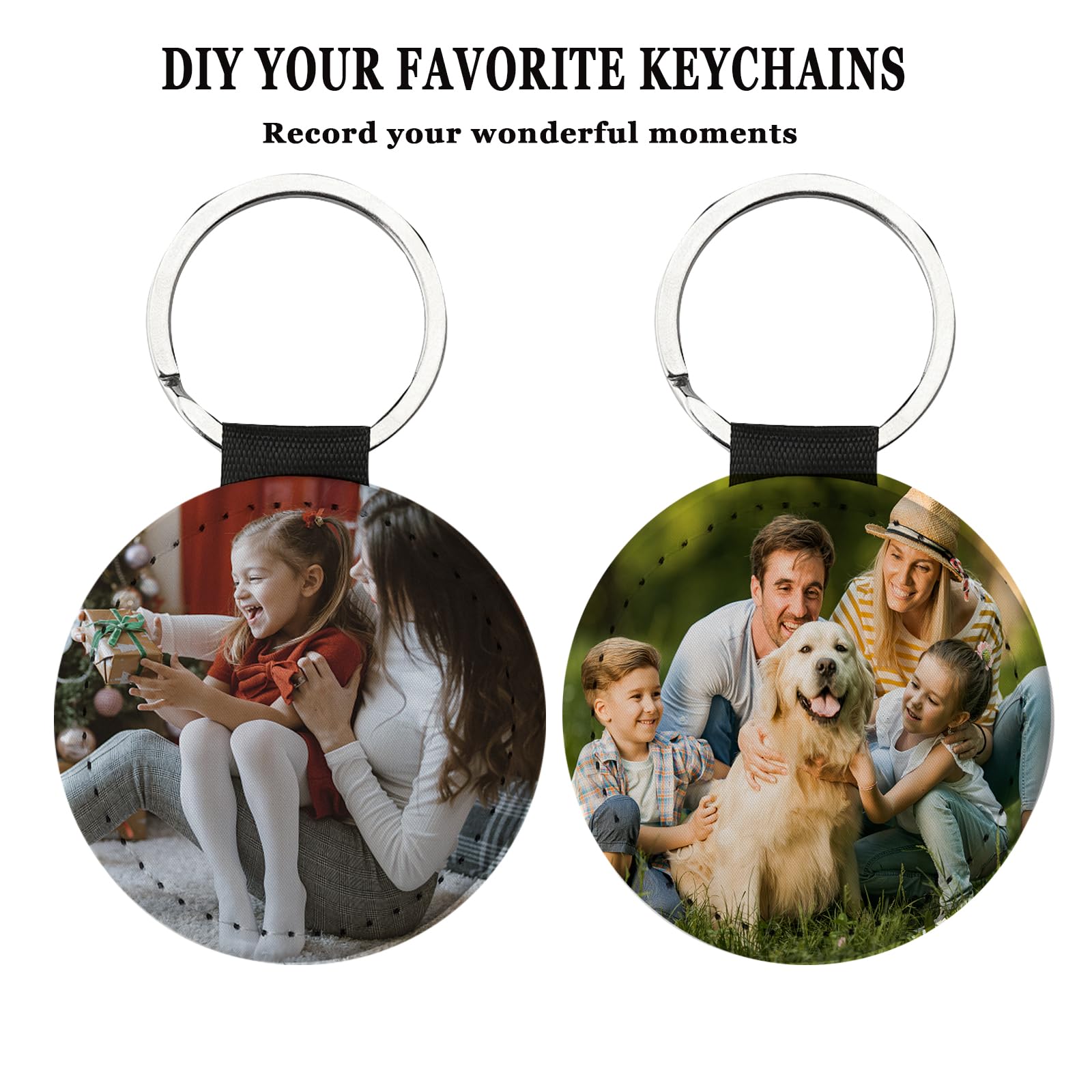 10Pcs Sublimation Blanks Keychain - Custom Personalized PU Leather Keychain with Glitter for DIY Crafts - Perfect for Gifts, Promotions & Key Accessories